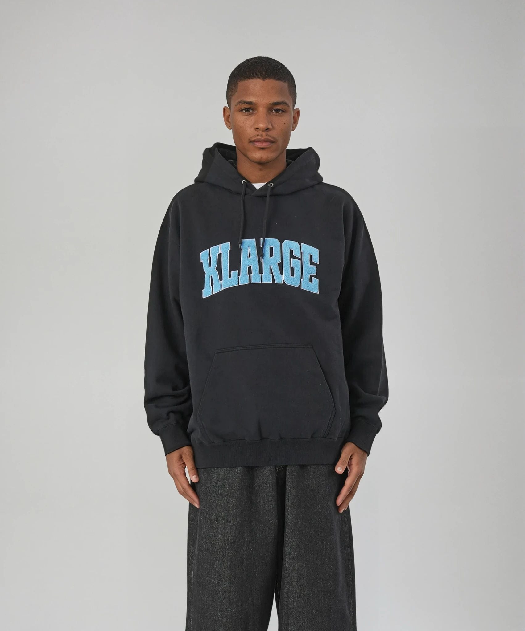 X-Large Chenille Logo felpa cappuccio nera cotone