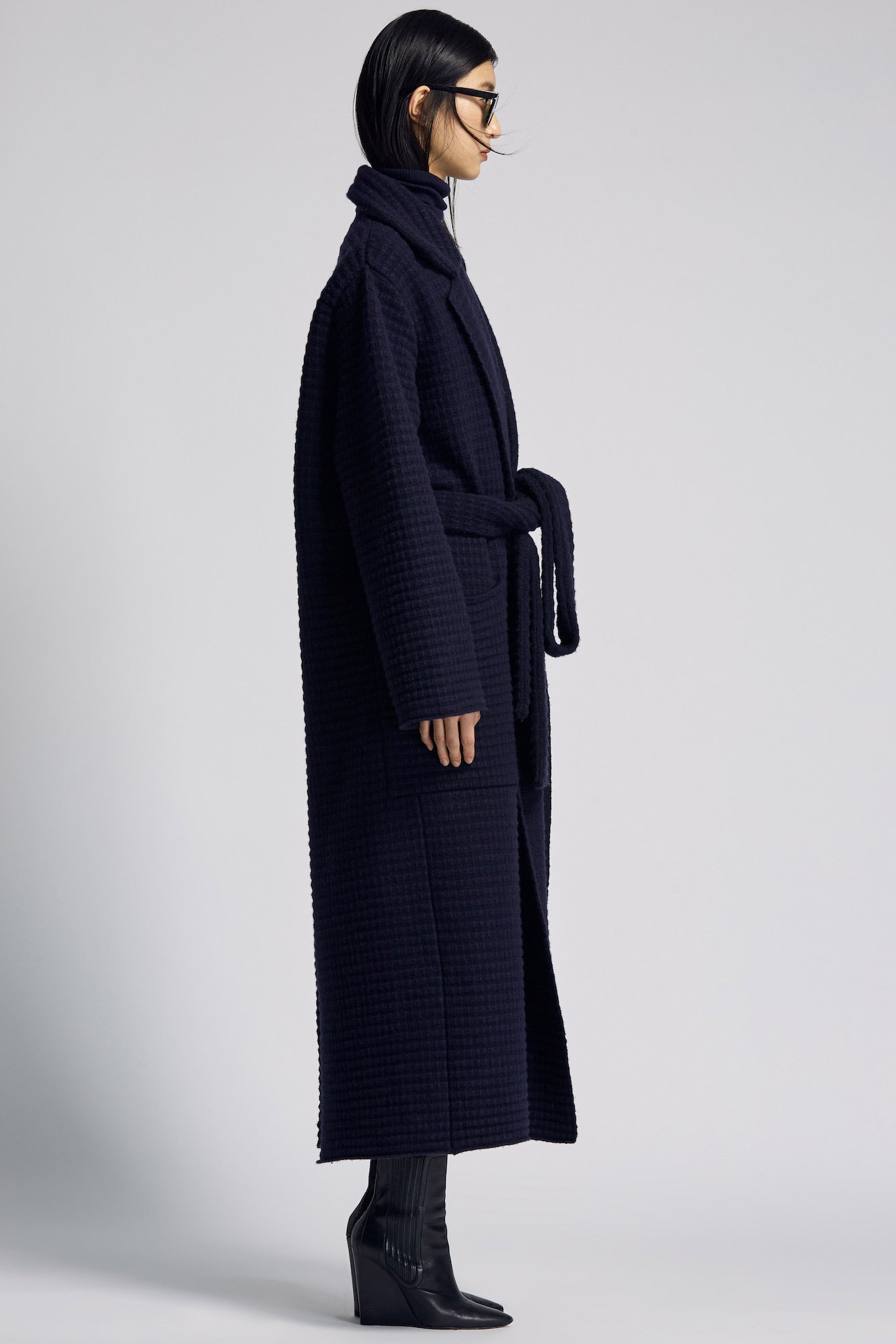 Sa Su Phi Caroline cappotto lungo blu cashmere lana