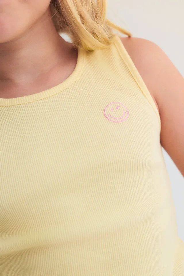 The New Society SmileyWorld canotta bambina giallo cotone