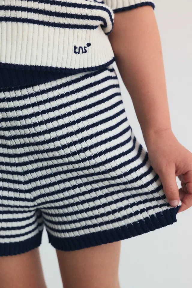 The New Society Azalea Short Summer Midnight Mini Knit Stripes shorts cotone