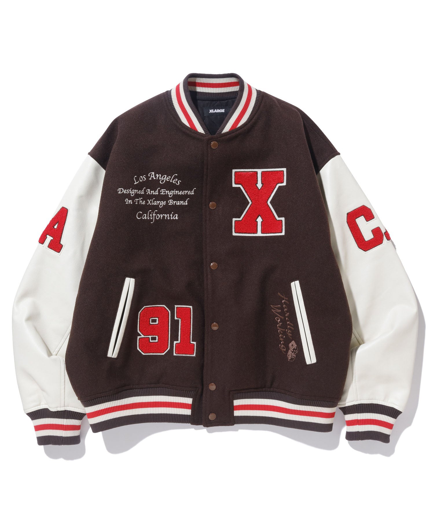 X-Large OG Logo giacca varsity marrone lana