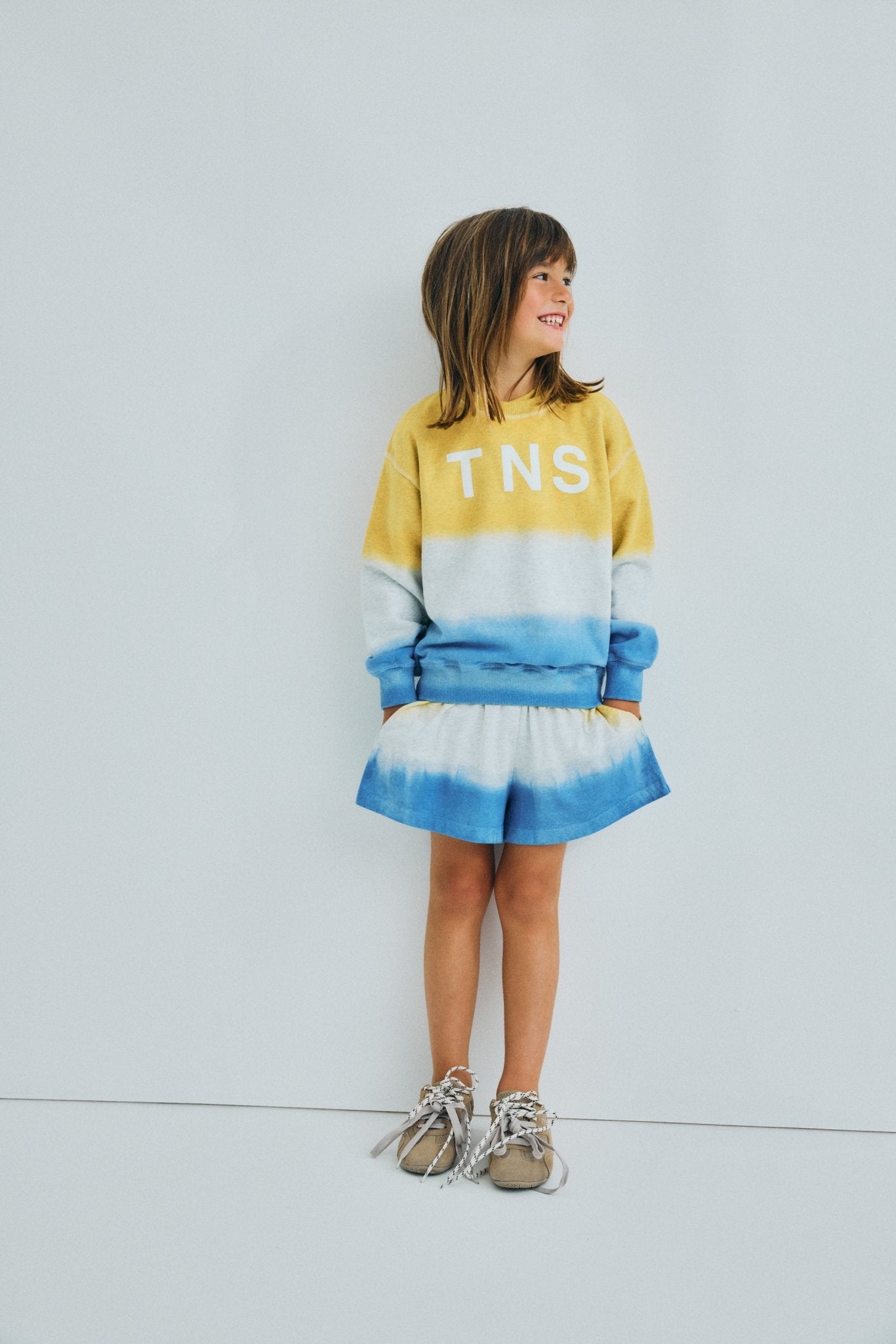 The New Society Tie Dye felpa bambina Mimosa gialla cotone