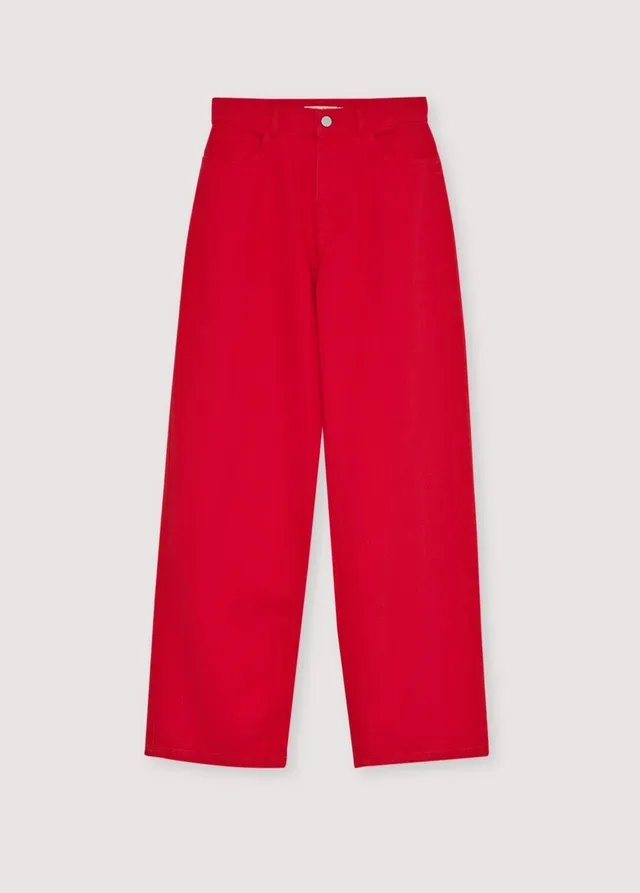 The New Society Denim Wide Pantaloni Tulip Red denim