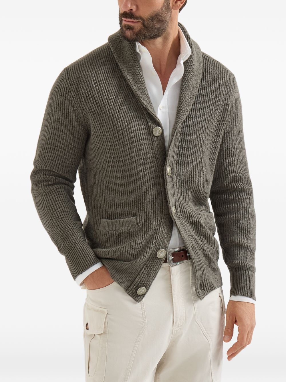 Brunello Cucinelli MNI709706 Cardigan Army Uomo