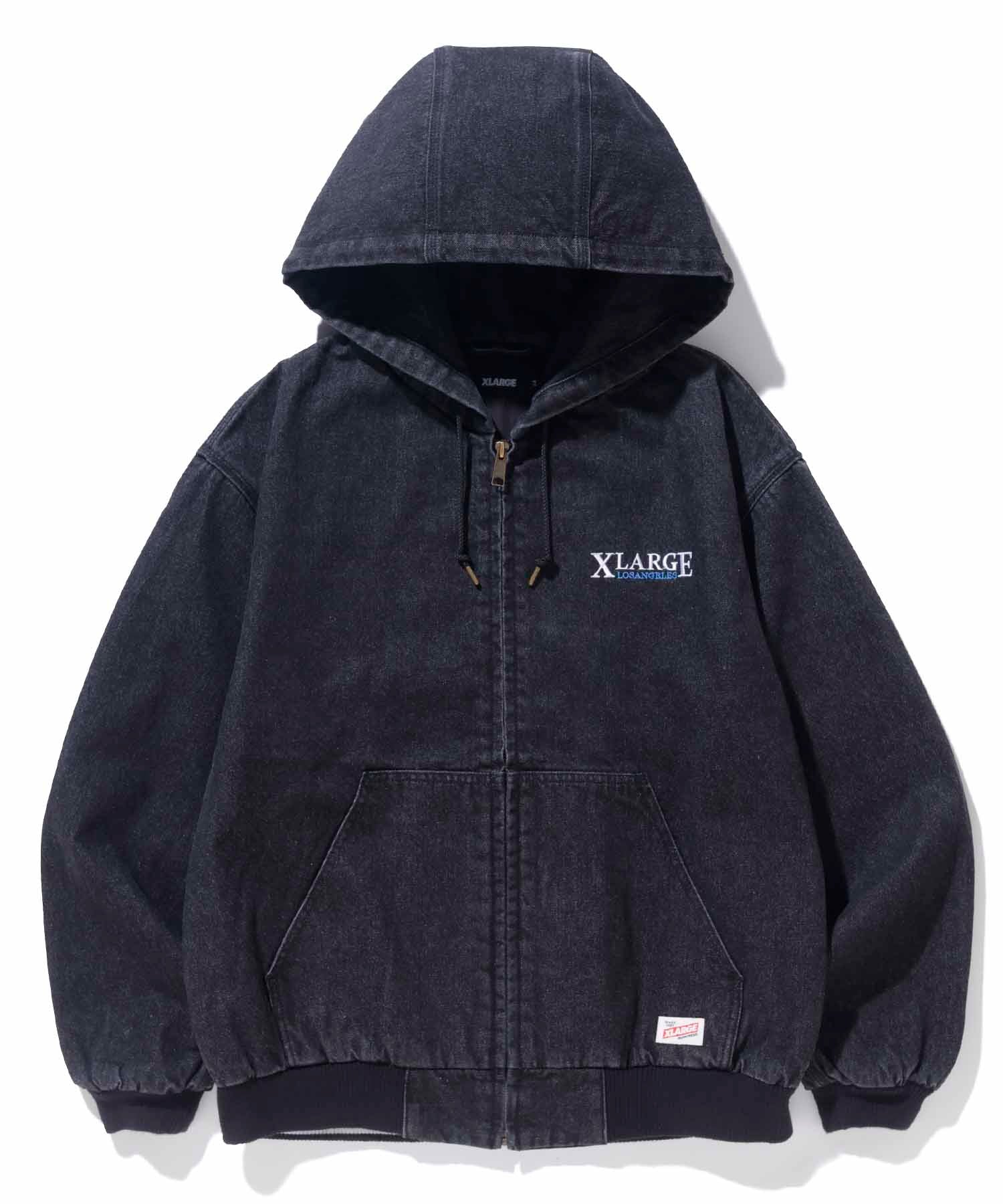 X-Large Hooded Denim Work Jacket giacca jeans cotone