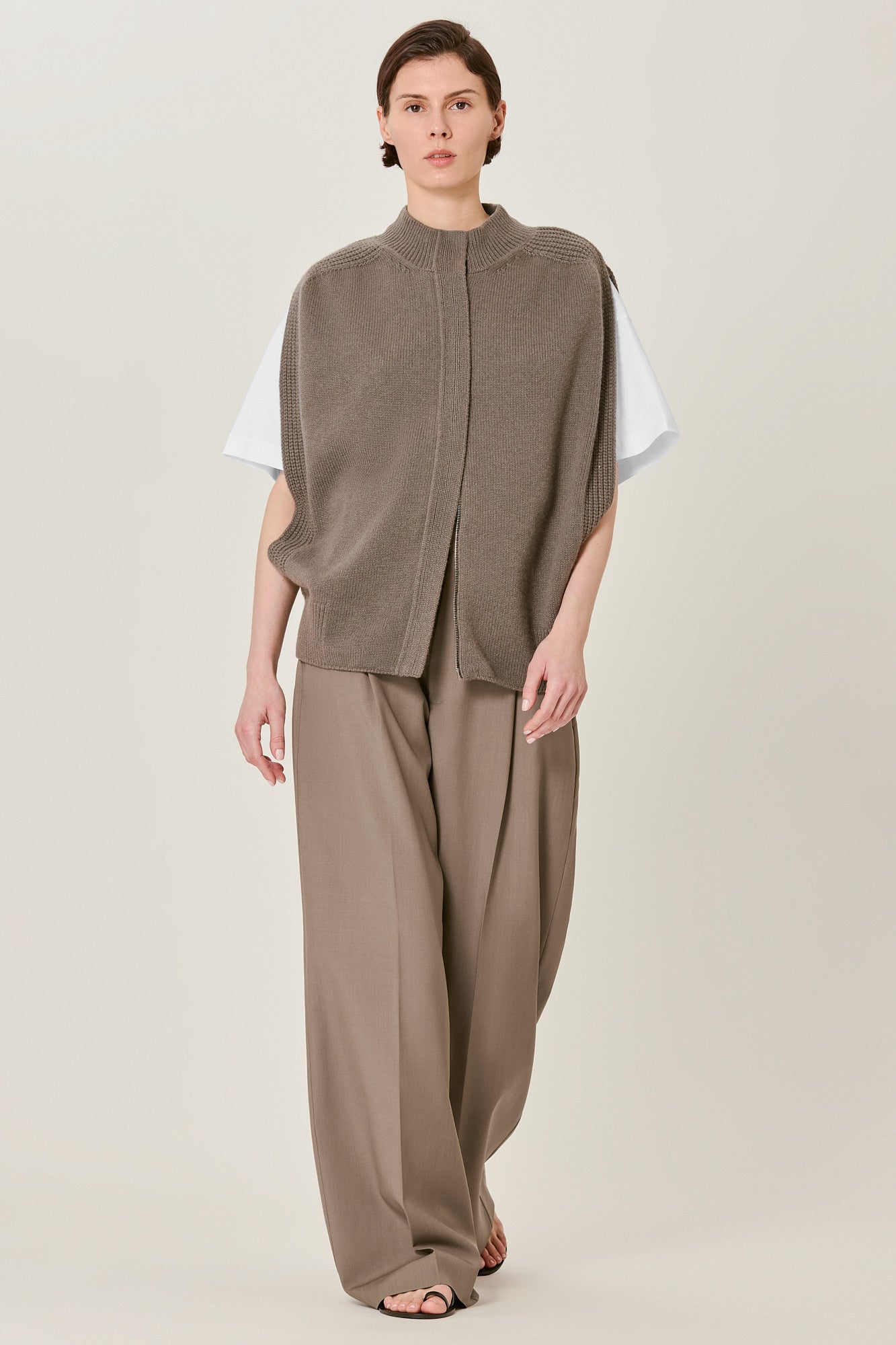 Sa Su Phi cardigan smanicato zip avorio cashmere