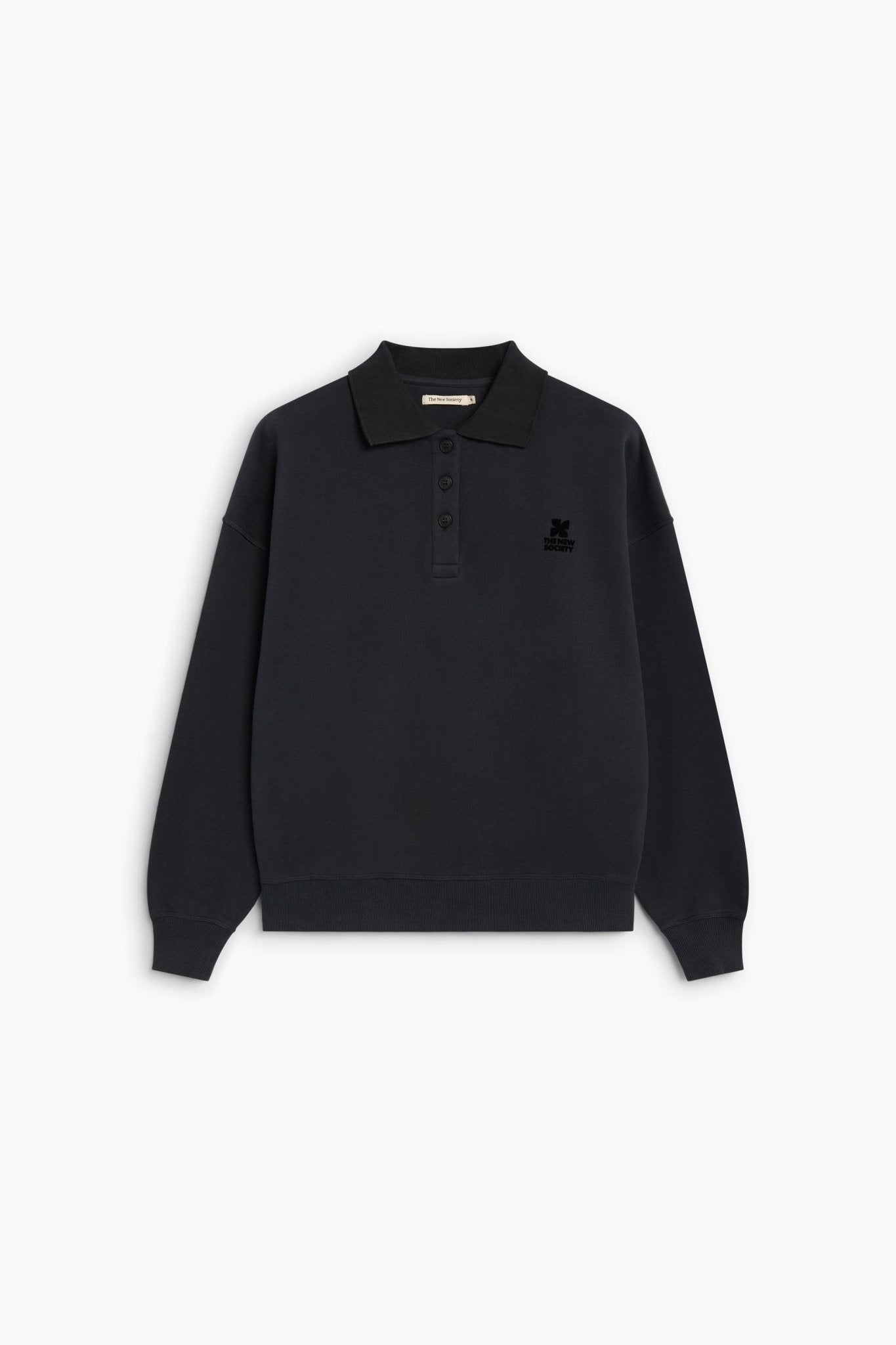 The New Society TNS Logo Moonless Night polo donna cotone nera