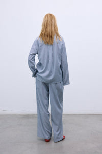 The New Society Alheli pantaloni donna righe blu notte