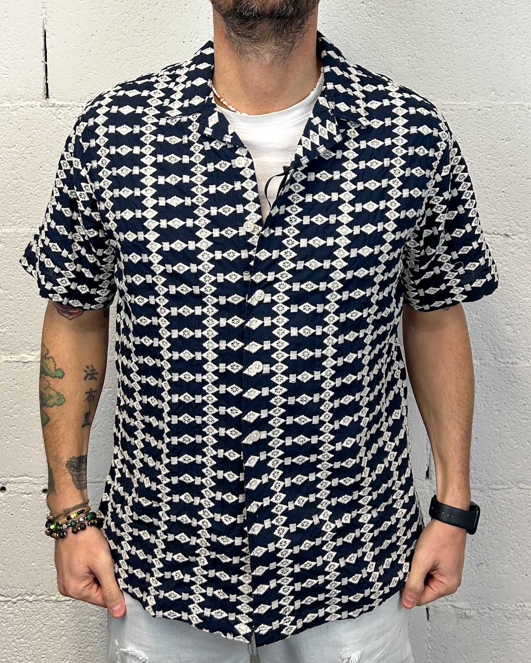 ONLYONE GIANNI LUPO Scollo Bowling maglia lino