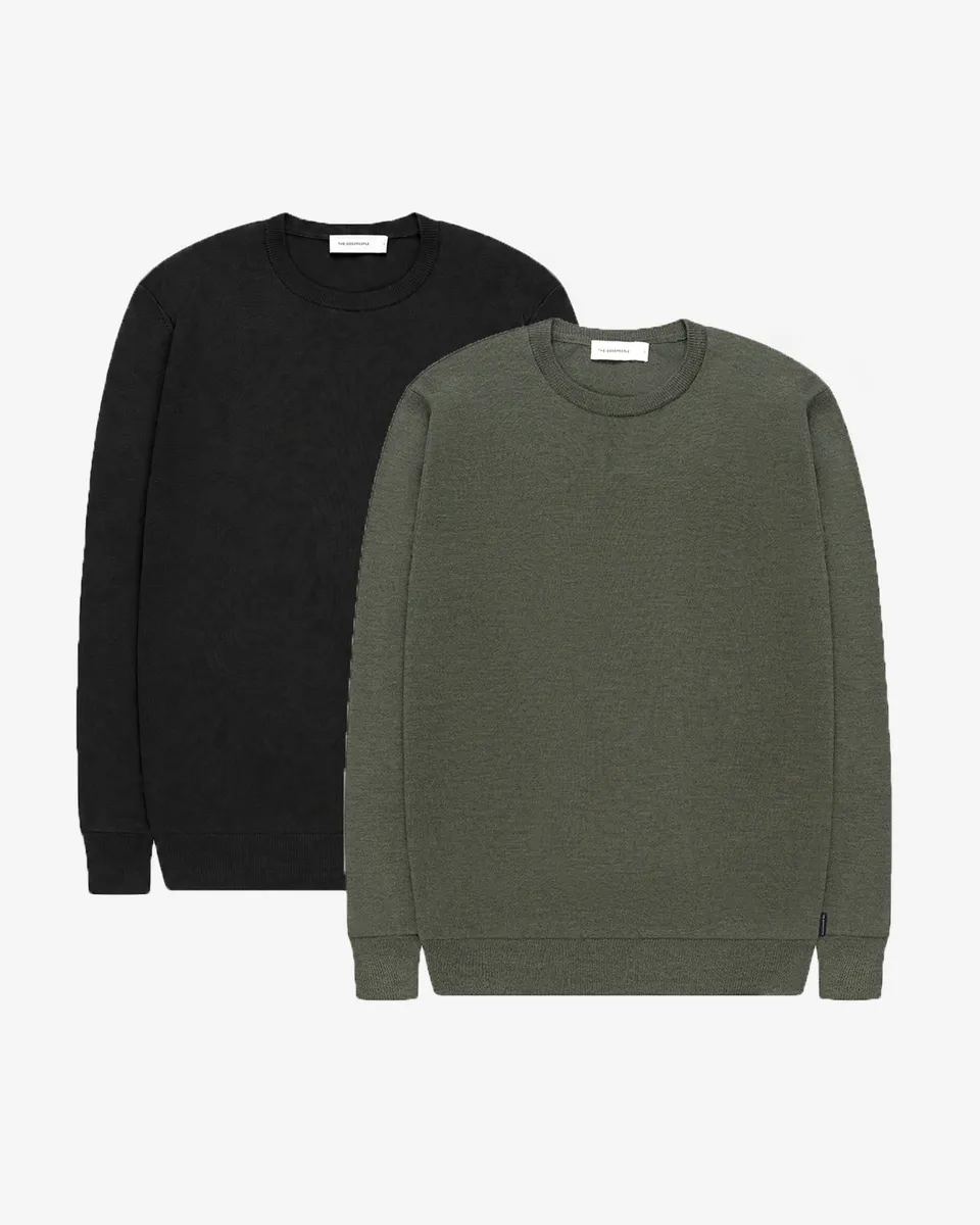 GOODPEOPLE Essential Merino Duo maglione lana 2 pack tinta unita