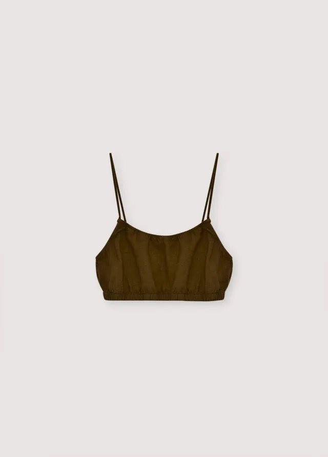 The New Society Melissa Woman Top 2 bralette lino Earthy Olive
