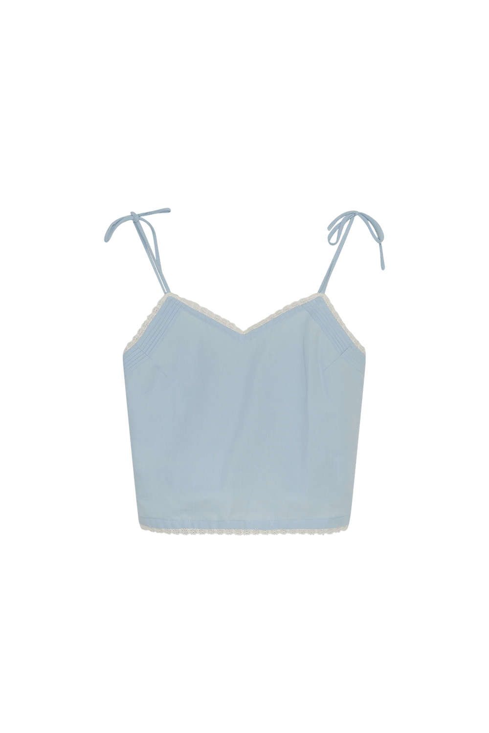 THE NEW SOCIETY Amaryllis Soft Sky top lino spalline regolabili