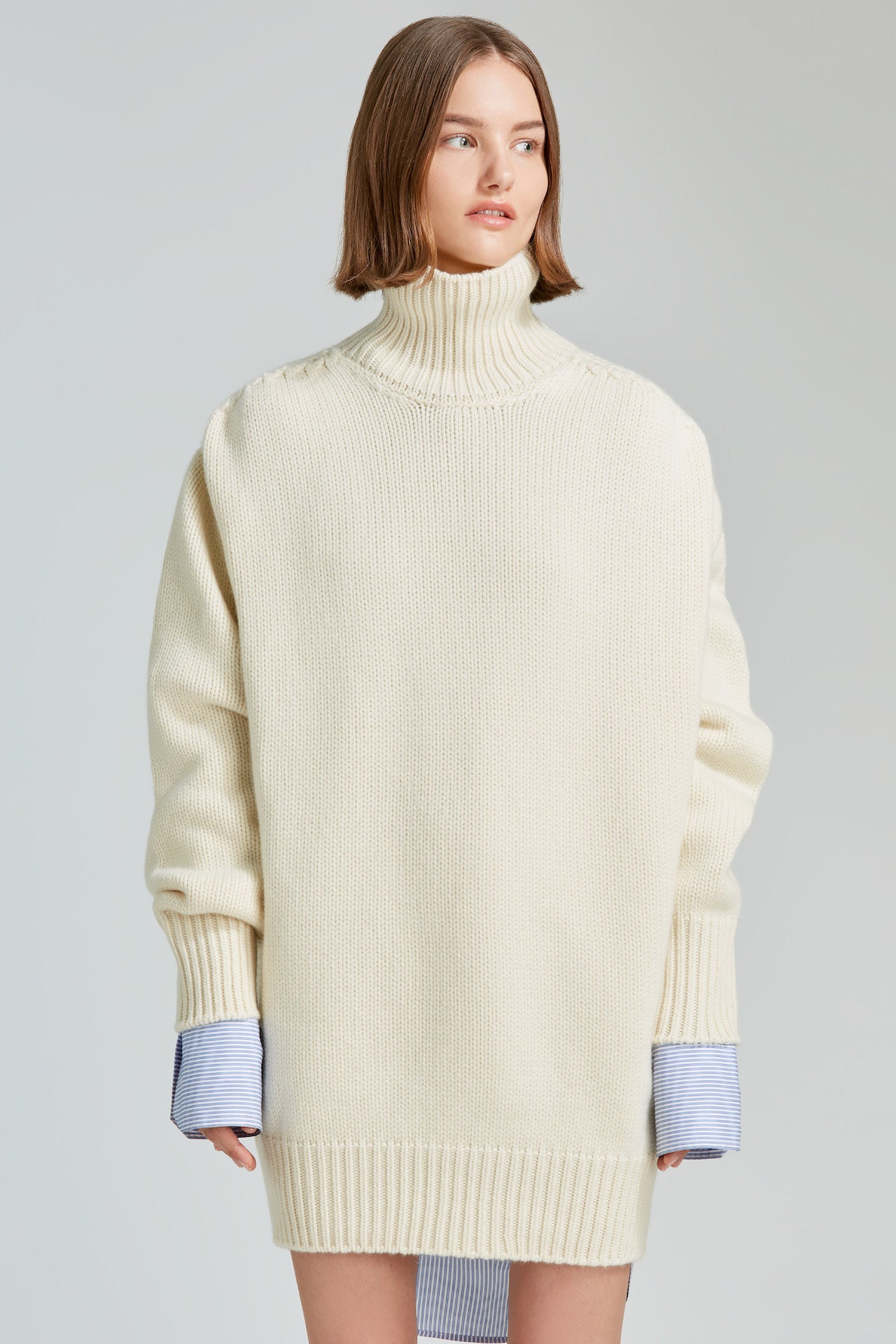 Sa Su Phi Giovanna abito collo alto panna cashmere 8 fili