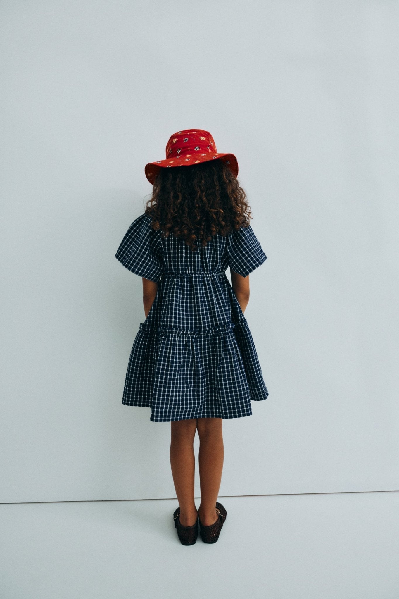 The New Society Jasmine vestito bambina quadri blu