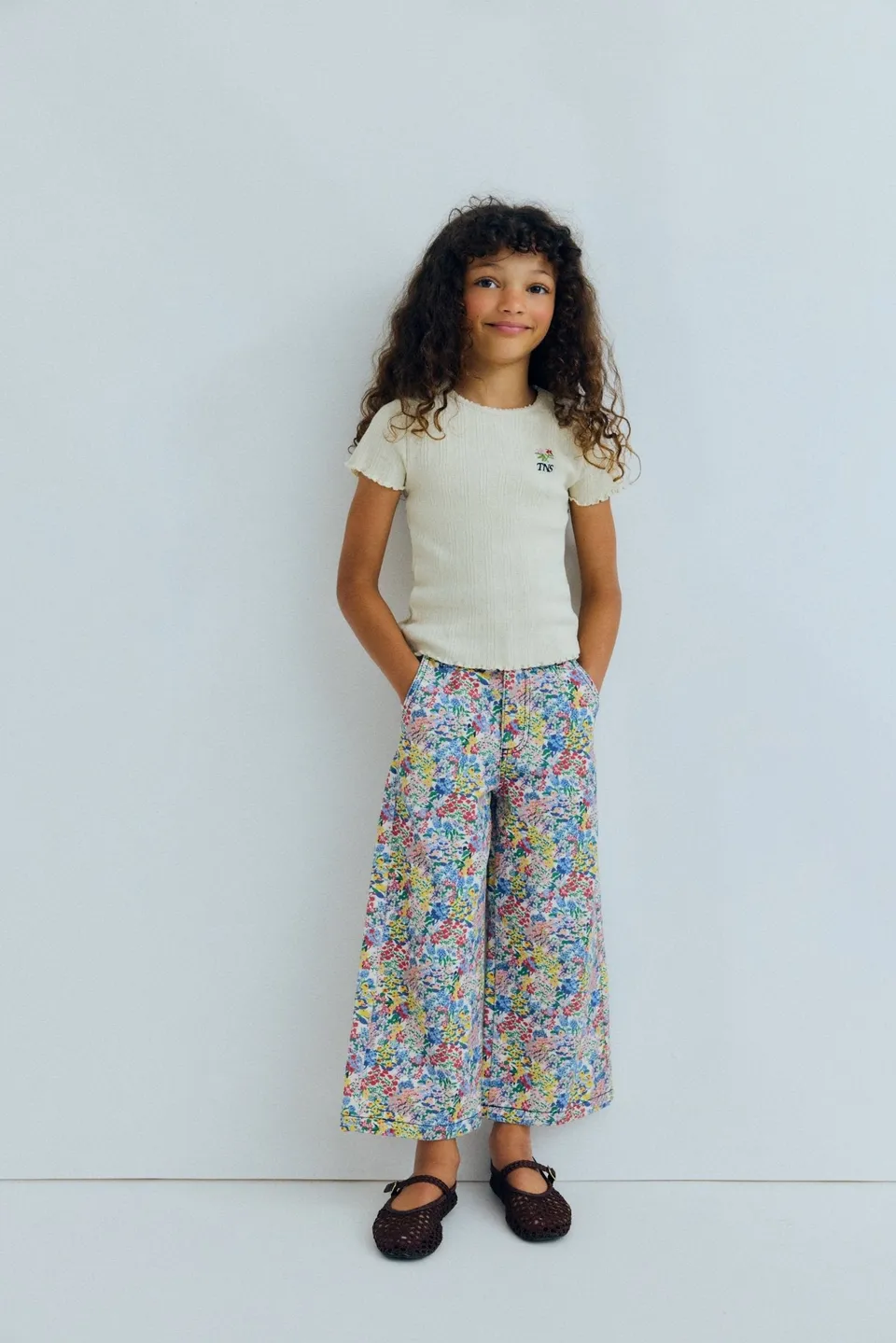 The New Society Romero Tee maglietta ecru bambina cotone