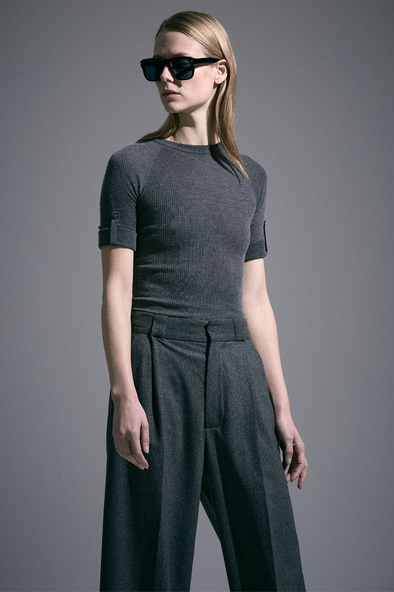 Sa Su Phi maglia girocollo coste cashmere grigia 38