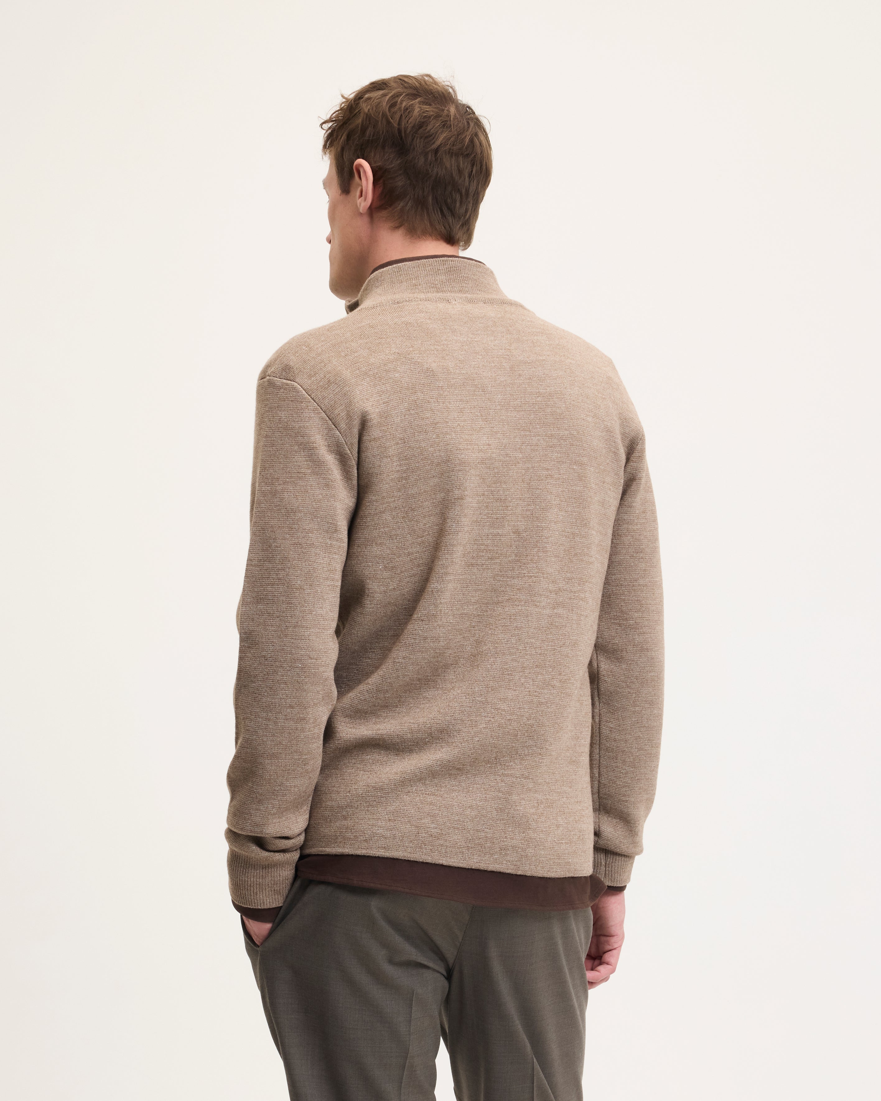 GOODPEOPLE Kamark maglione zip mocca lana