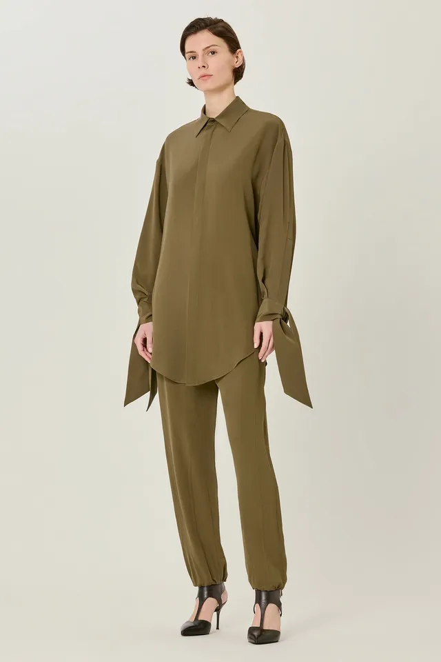 Sa Su Phi Susanna camicia fango crepe de chine