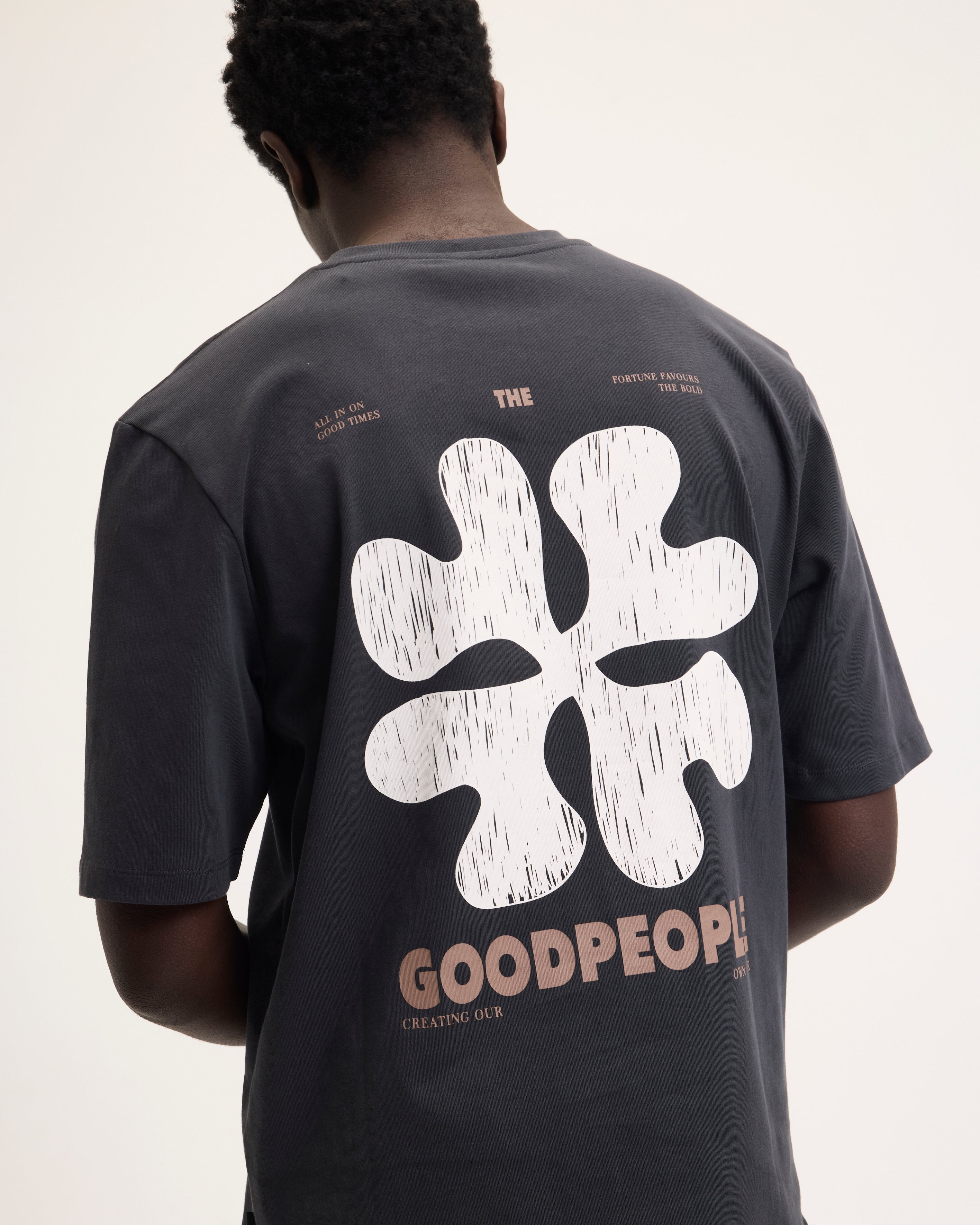 Goodpeople Tex t-shirt cotone antracite stampa fiore