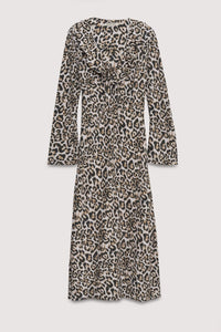 THE NEW SOCIETY Nelia abito lungo leopardato lyocell