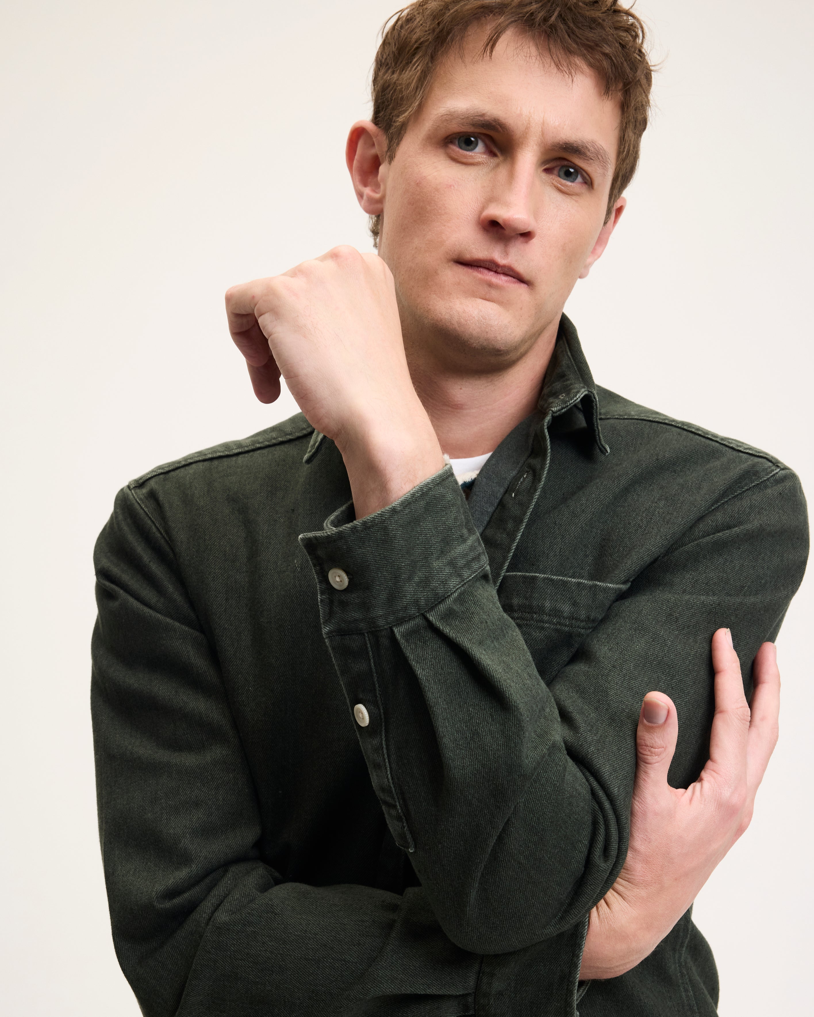 Goodpeople Stanford camicia denim verde rilassata