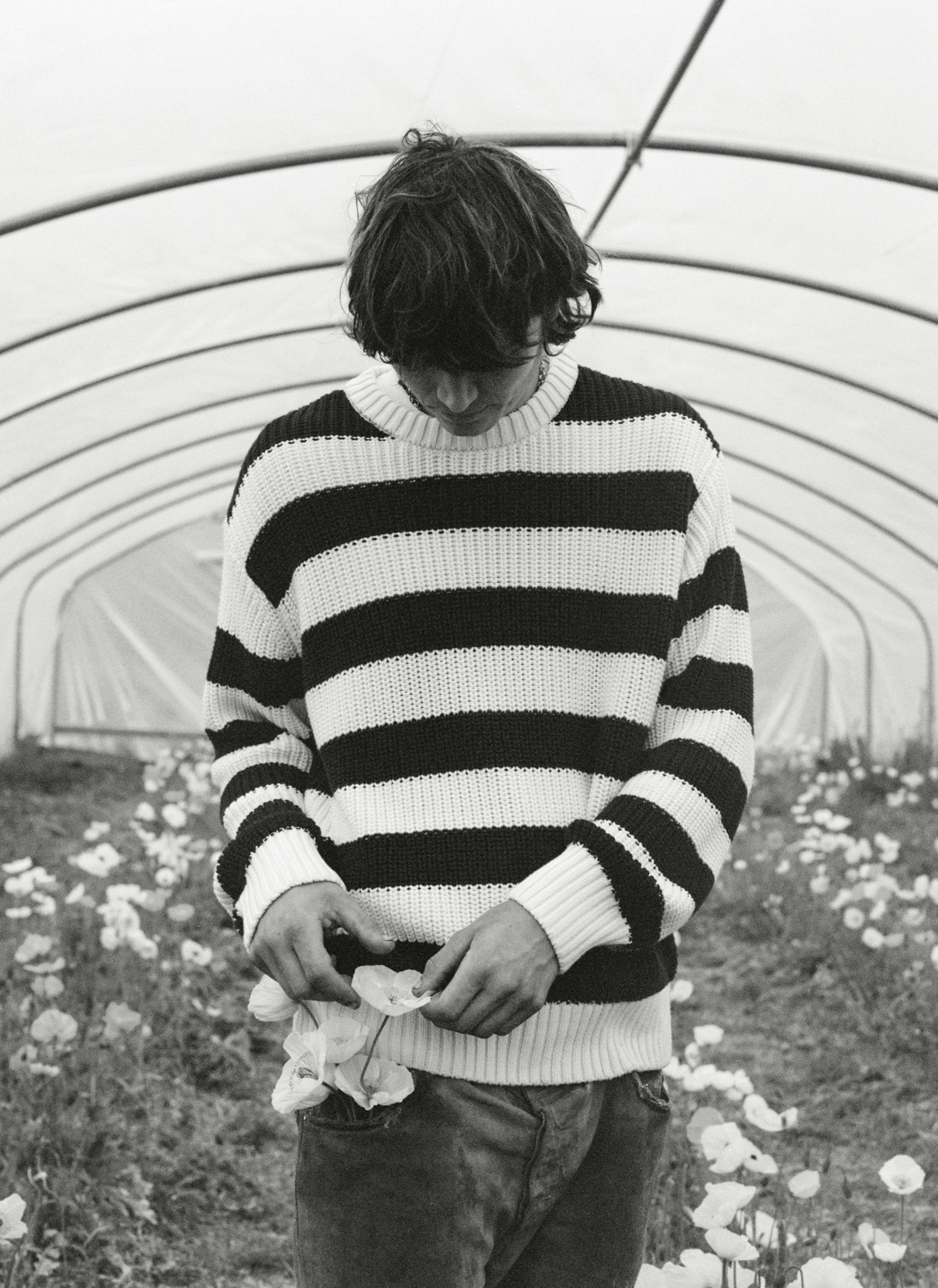 The New Society Musa Men Jumper Summer Midnight Knit Stripes maglione
