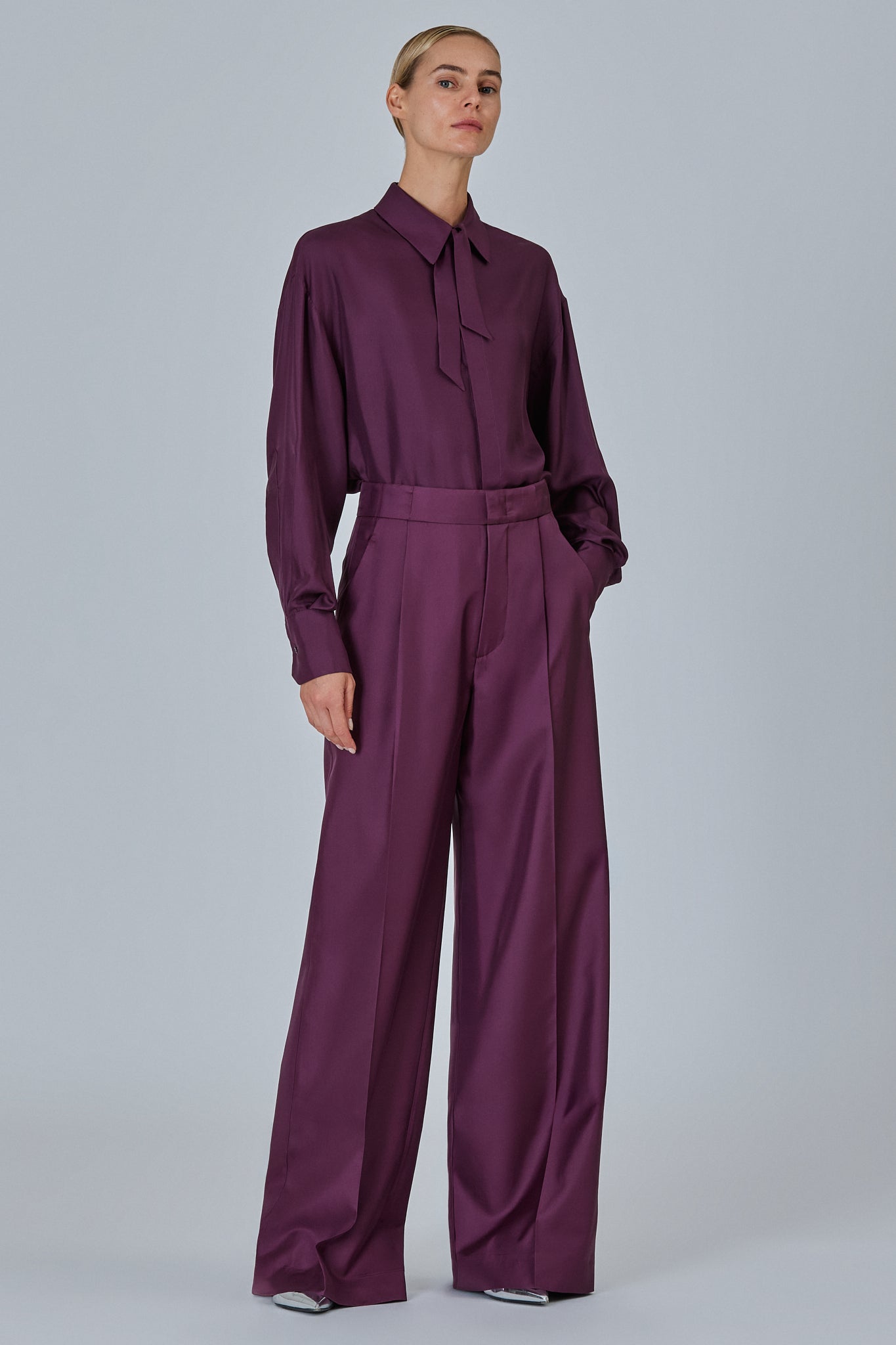 Sa Su Phi Bogart Silk Twill pantaloni seta vita alta