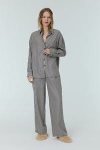 The New Society West camicia donna blu navy righe Tencel