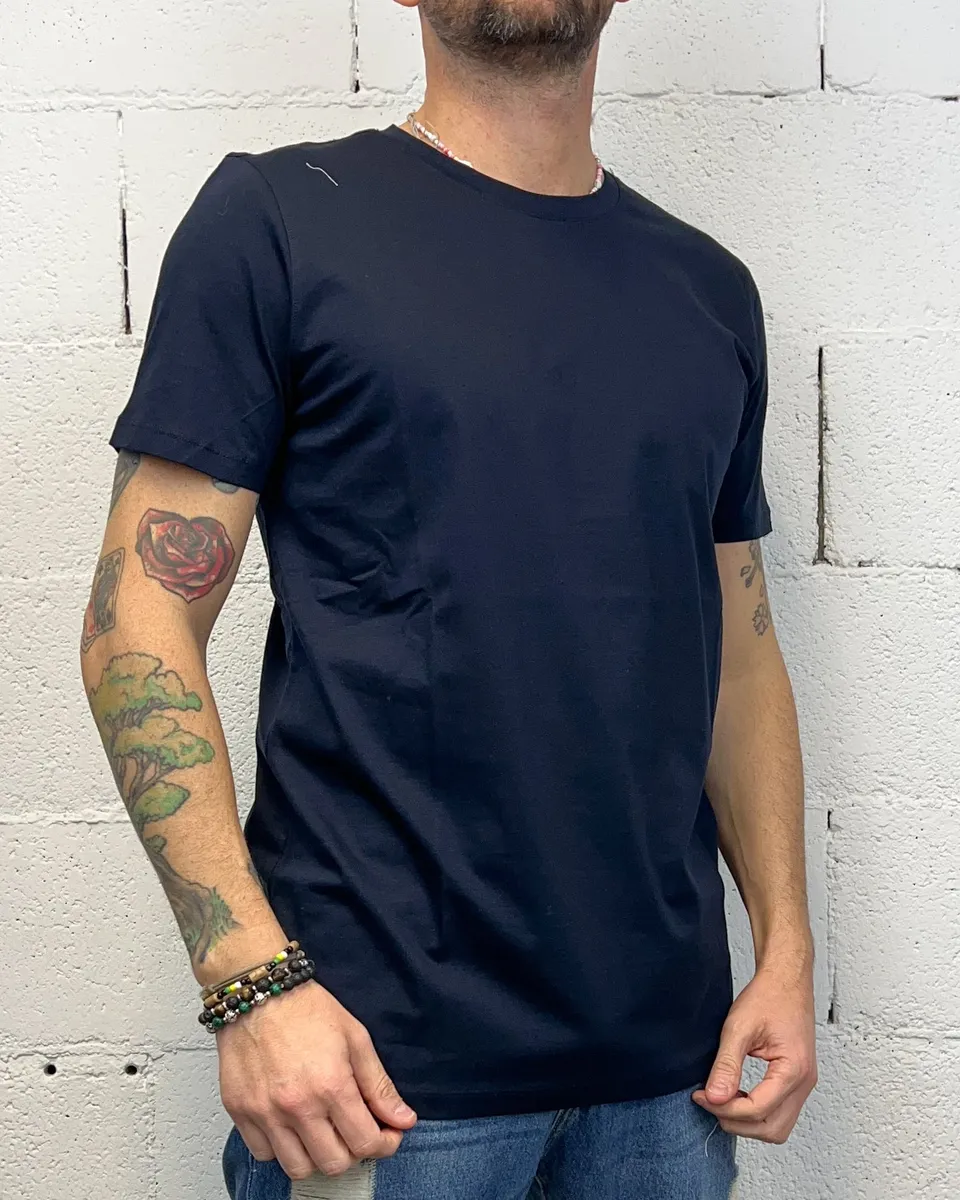 ONLYONE OVER-D Blu t-shirt cotone mercerizzato