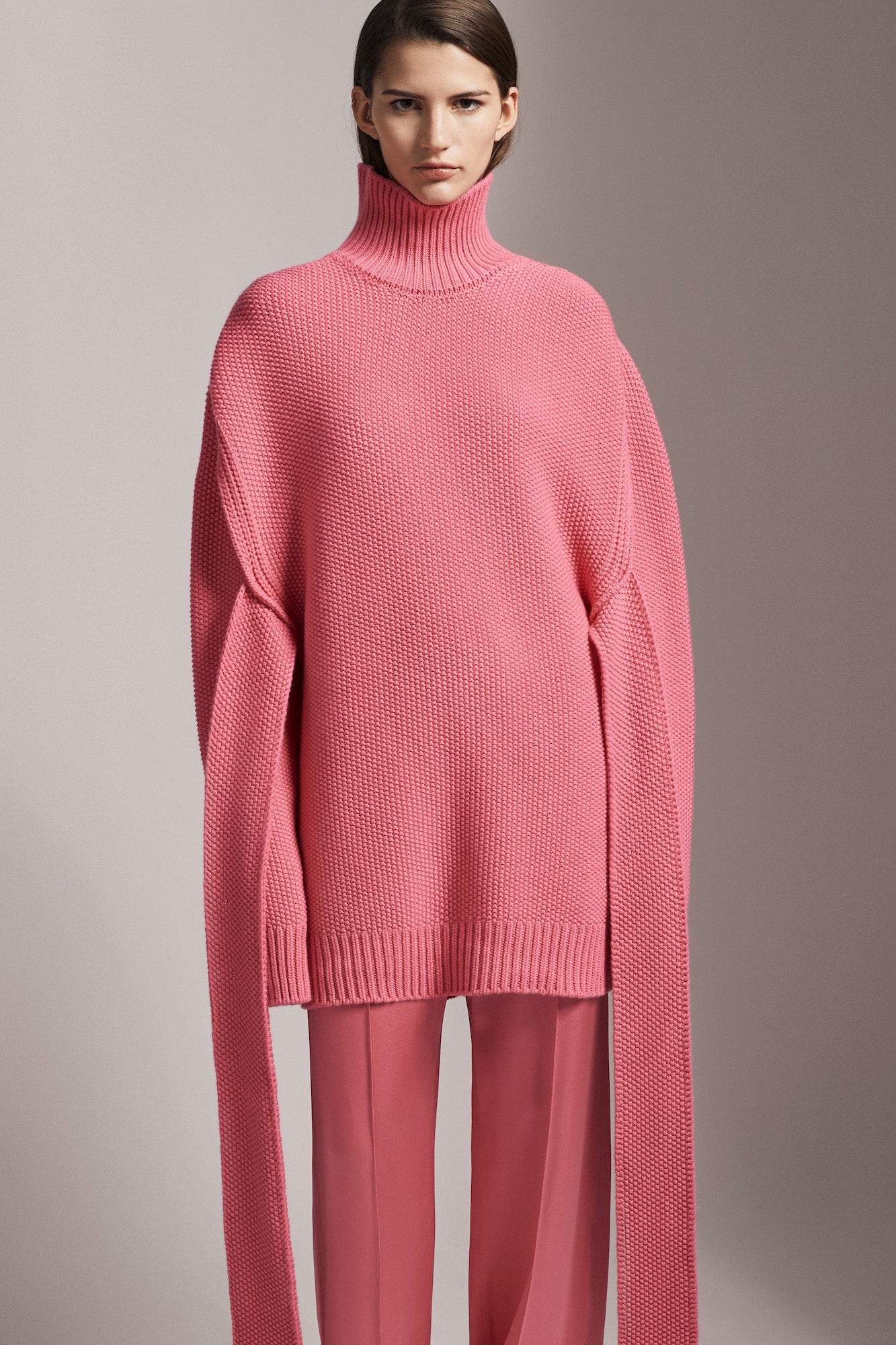 Sa Su Phi Abito Cashmere Collo Alto Cintura Rosa 38