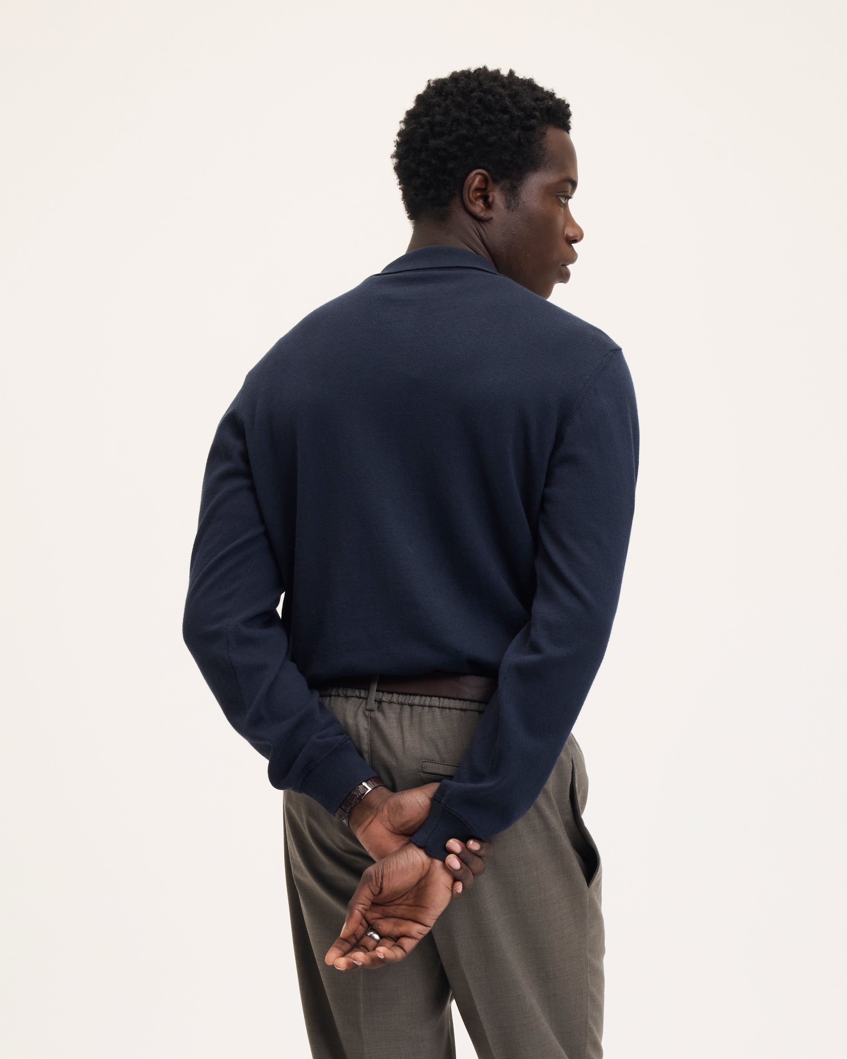Goodpeople Kario polo manica lunga blu misto cotone
