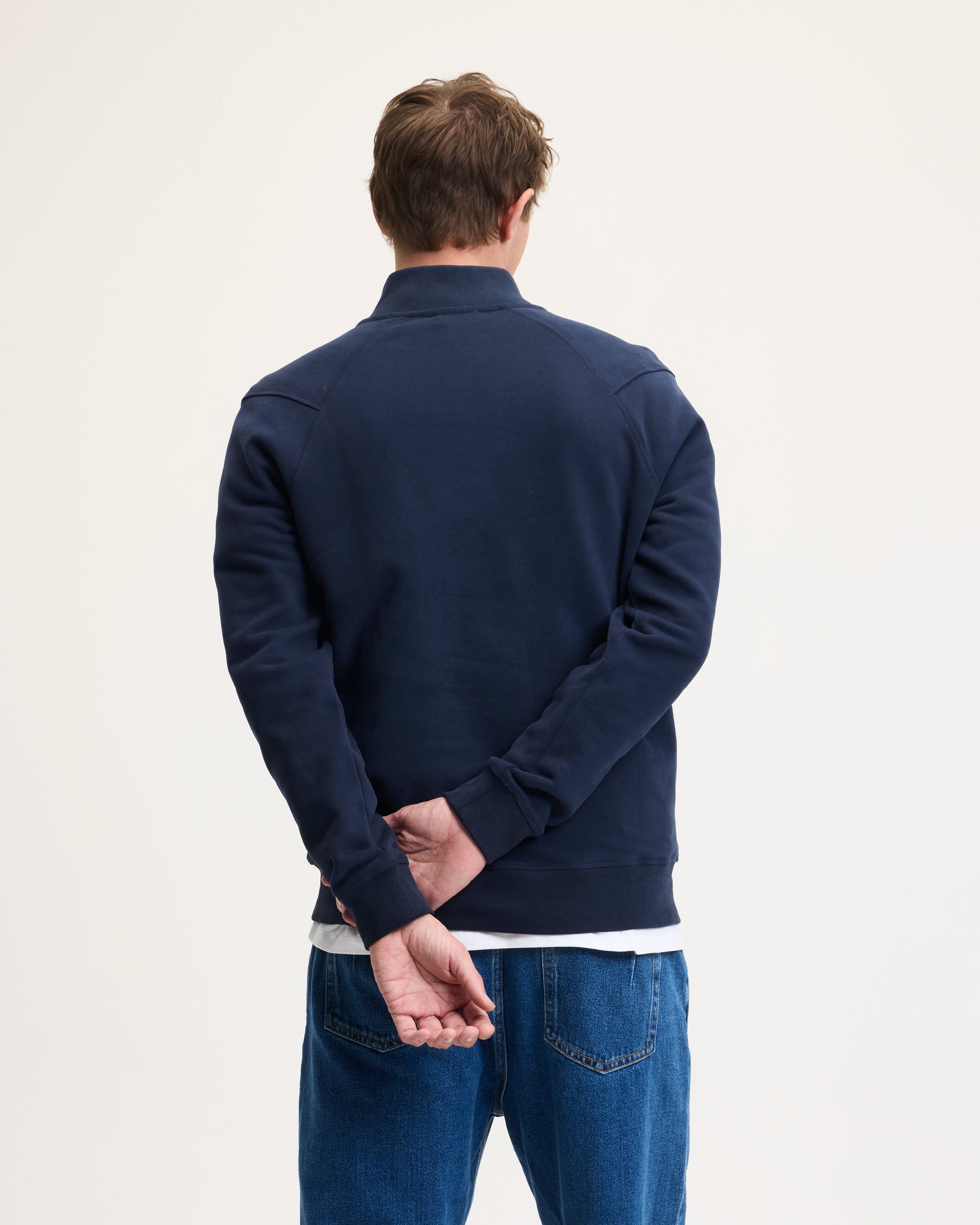 GOODPEOPLE Lucky Maglione Zip Cotone Blu Navy