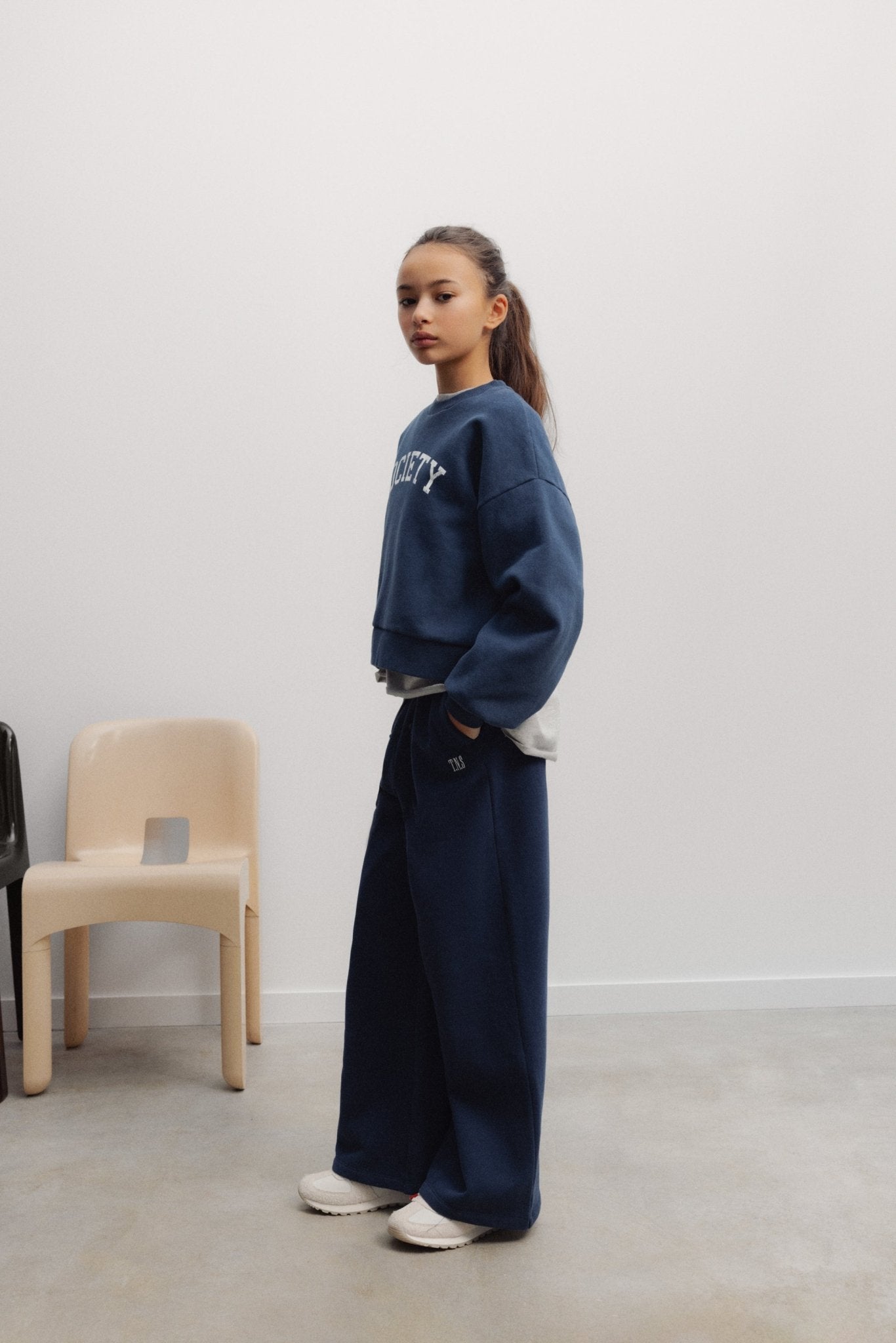 The New Society Mochi pantaloni tuta ragazzo Black Iris cotone
