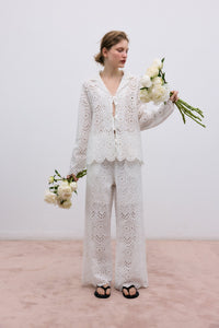 The New Society Jara camicia donna ecru ricamata cotone