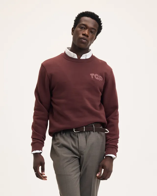 GOODPEOPLE Look maglione cotone Bordeaux ricamo