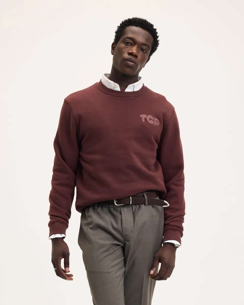 GOODPEOPLE Look maglione cotone Bordeaux ricamo
