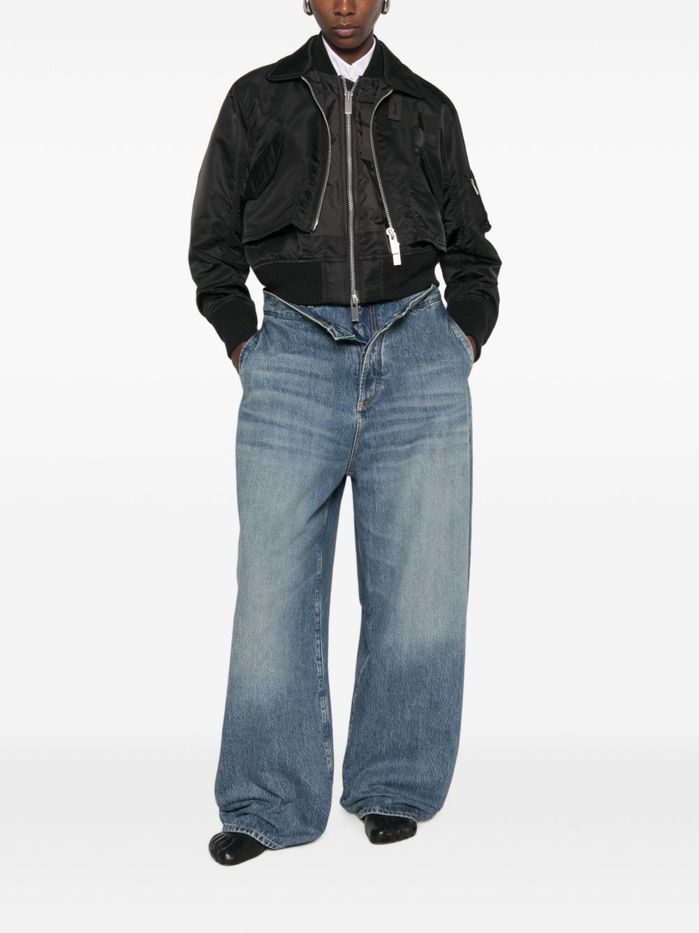 Sacai 26-08582 bomber donna nero invernale