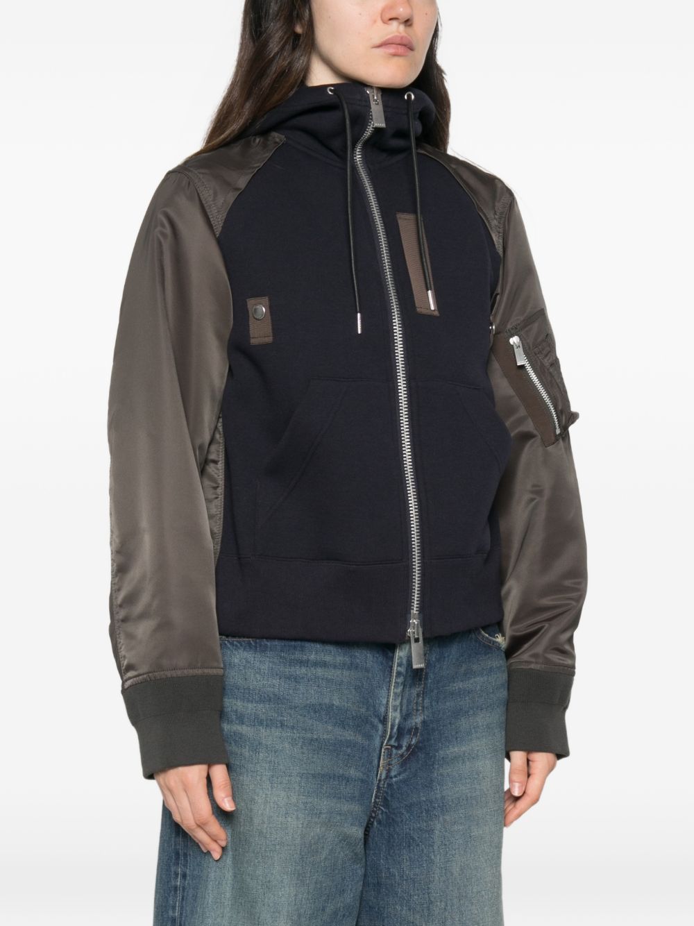 Sacai 26-08680 felpa donna navy dark khaki