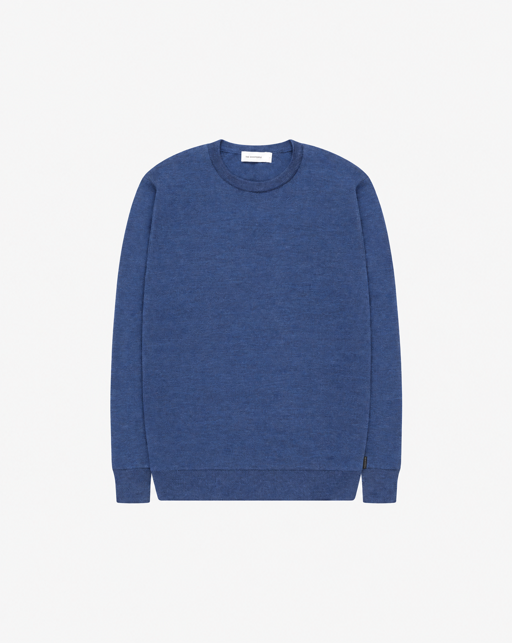 GOODPEOPLE Essential Merino Knit maglione blu denim lana