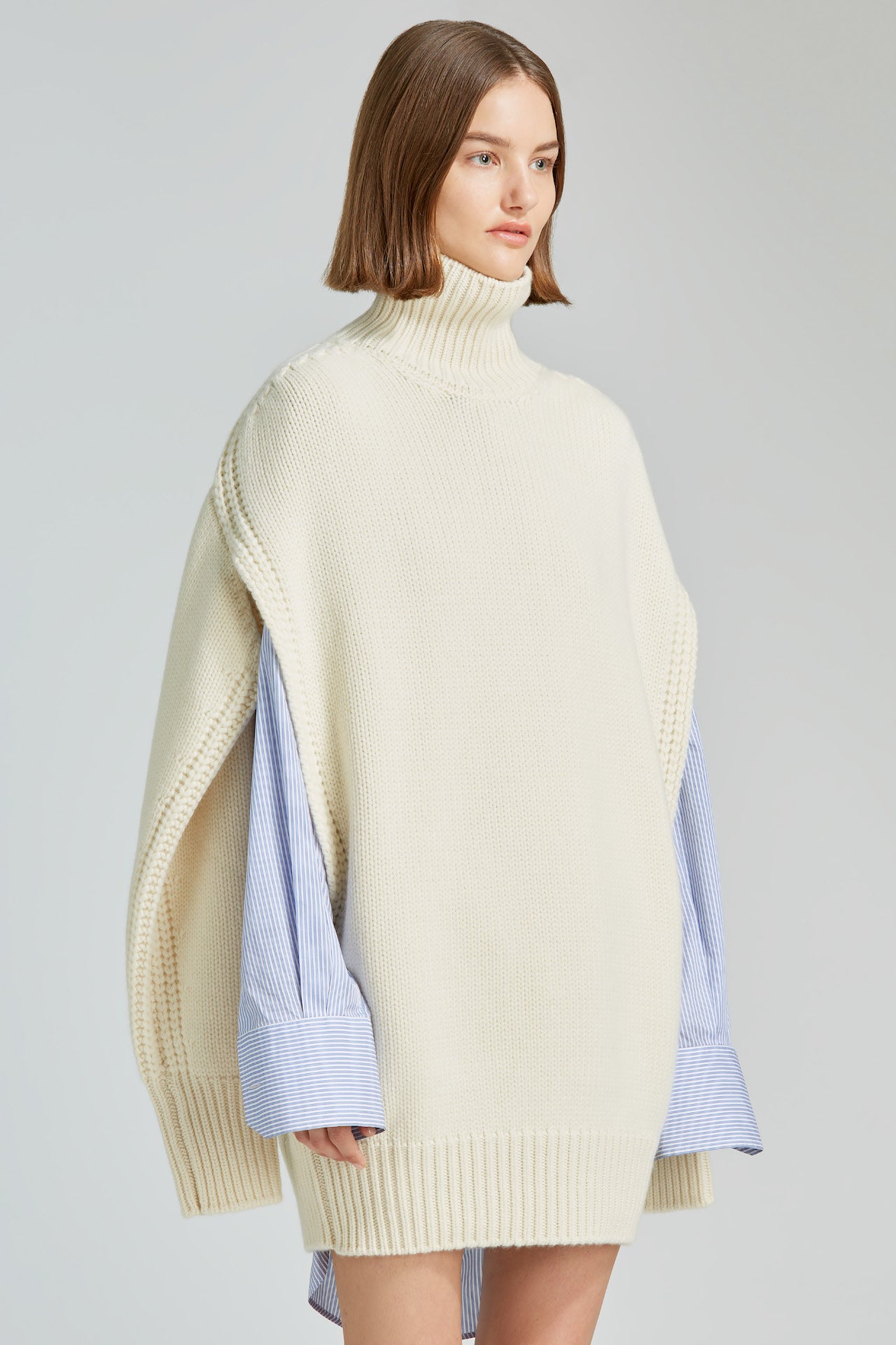Sa Su Phi Giovanna abito collo alto panna cashmere 8 fili