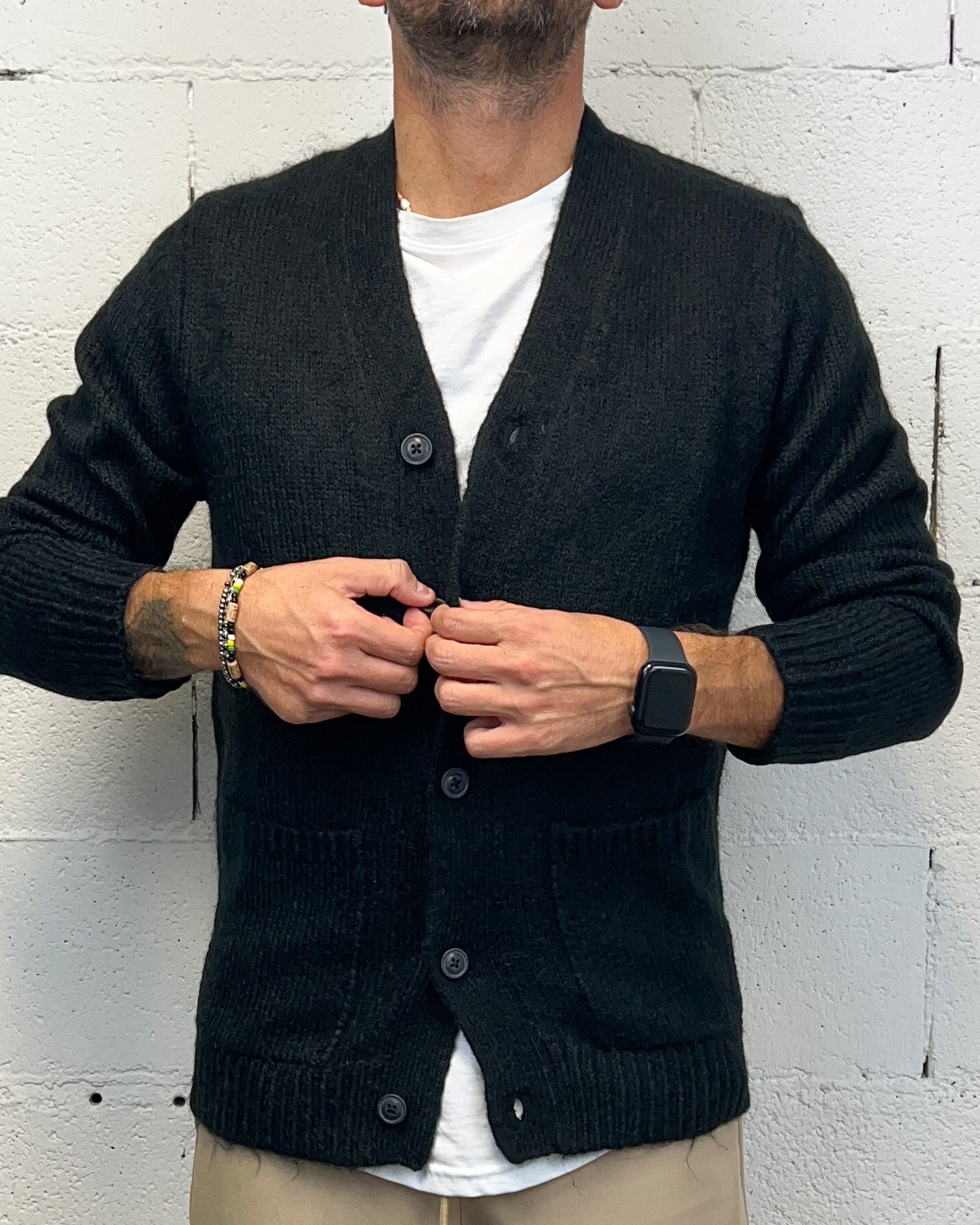 ONLYONE OVER-D Wool cardigan nero in lana