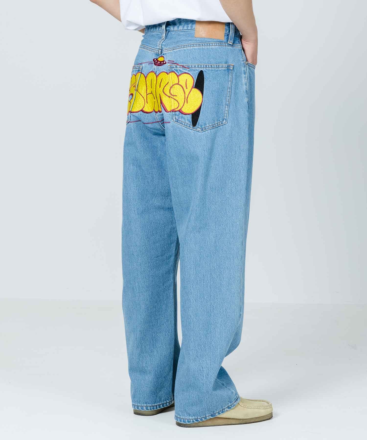 X-Large Embroidery Graffiti jeans indaco chiaro