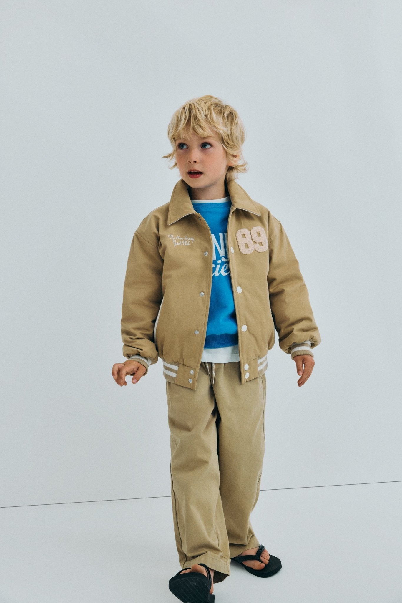 The New Society Gorse bomber bambino Camel Sand cotone