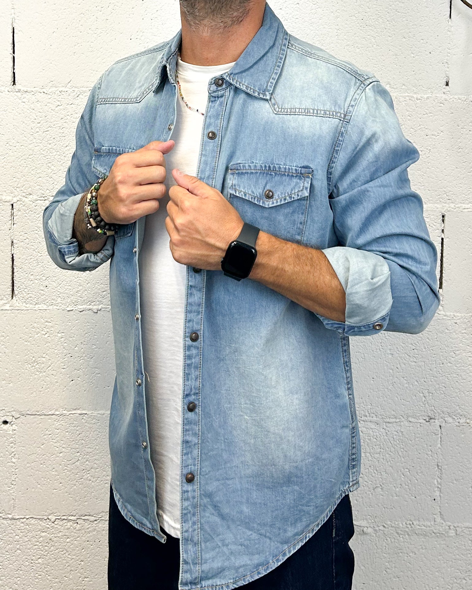 Gianni Lupo Light camicia jeans chiara regolare