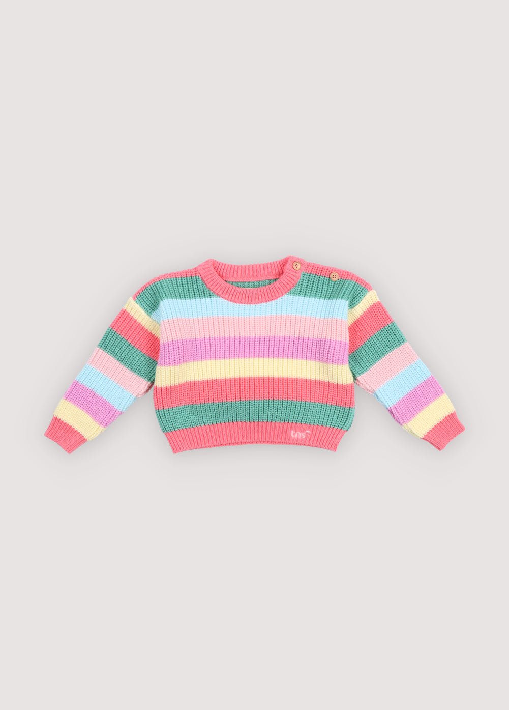 The New Society Canela maglione neonato Flamingo Pink righe cotone bio