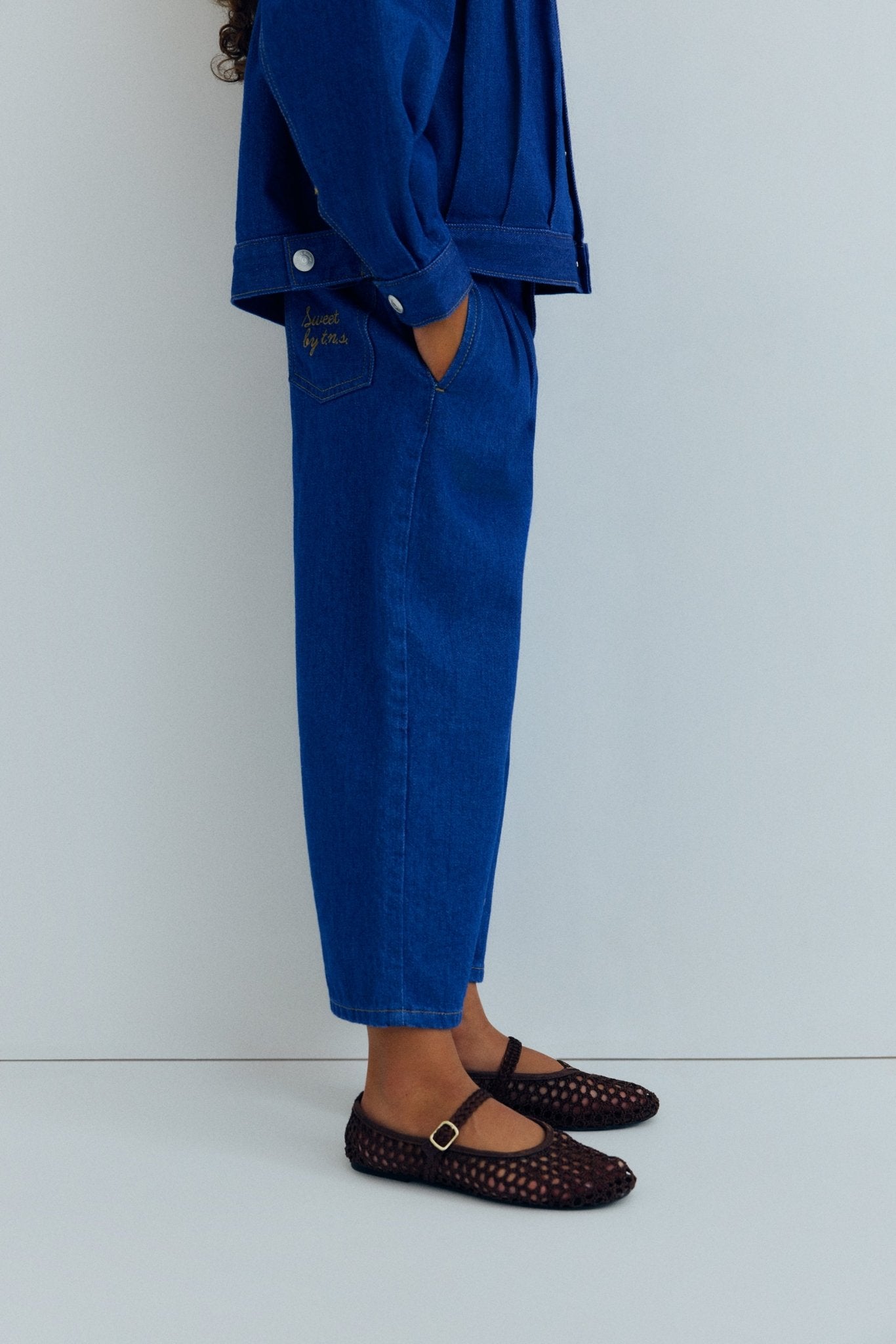 THE NEW SOCIETY Tulip Blue Denim jeans bambina gamba larga