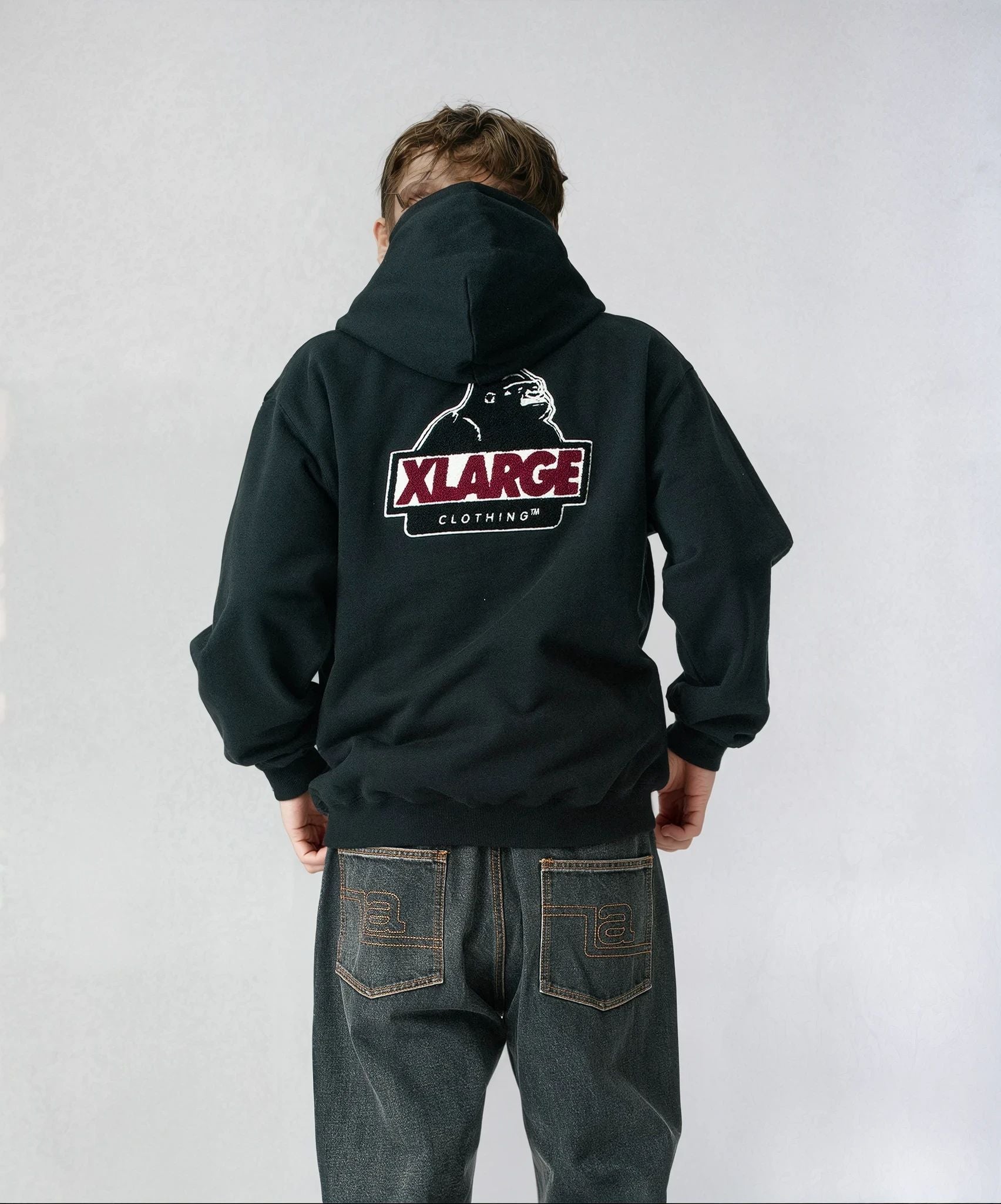 X-Large Chenille Slanted OG felpa cappuccio nera L pesante