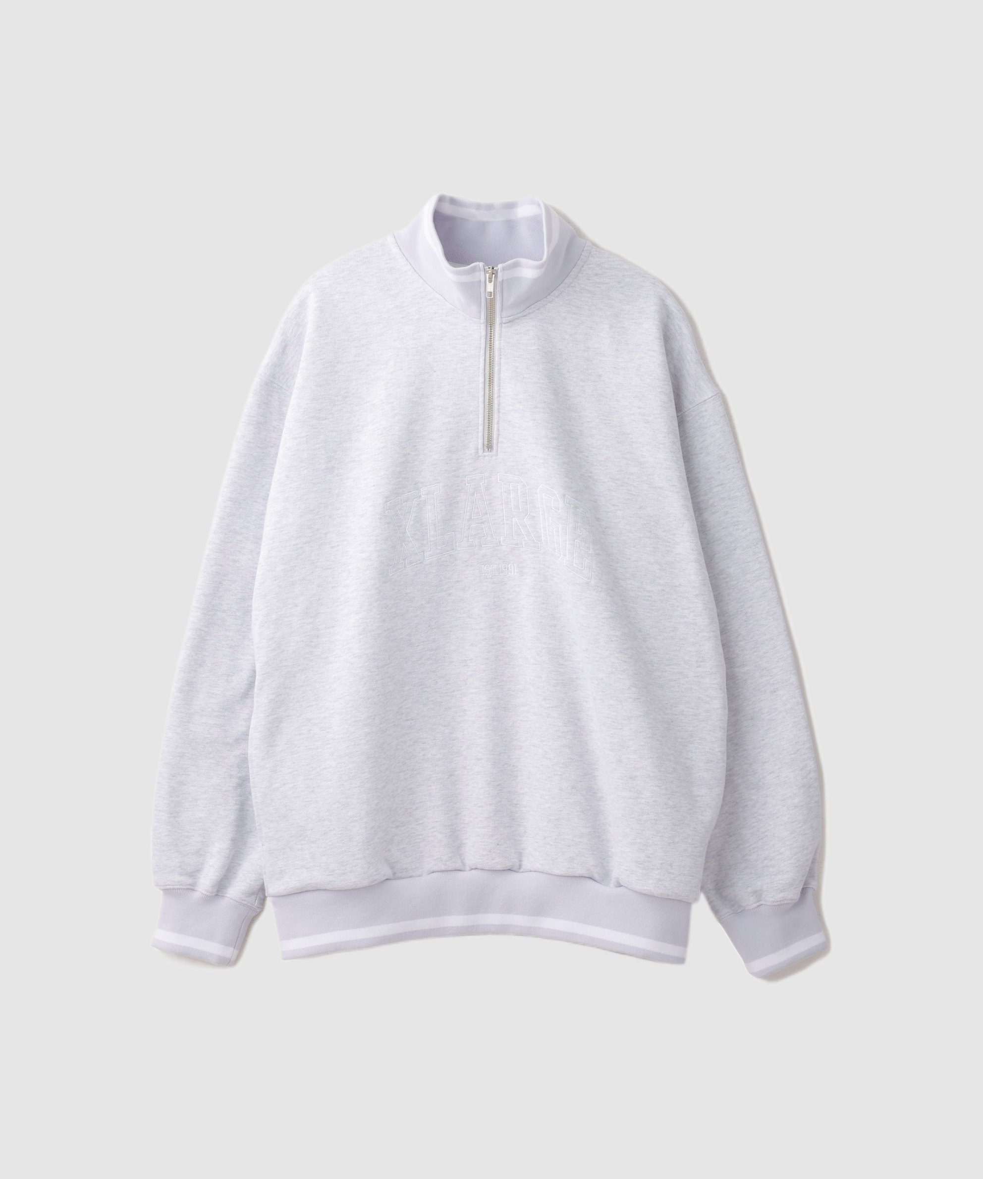 X-Large Striped Rib Half Zip felpa mezza zip cotone
