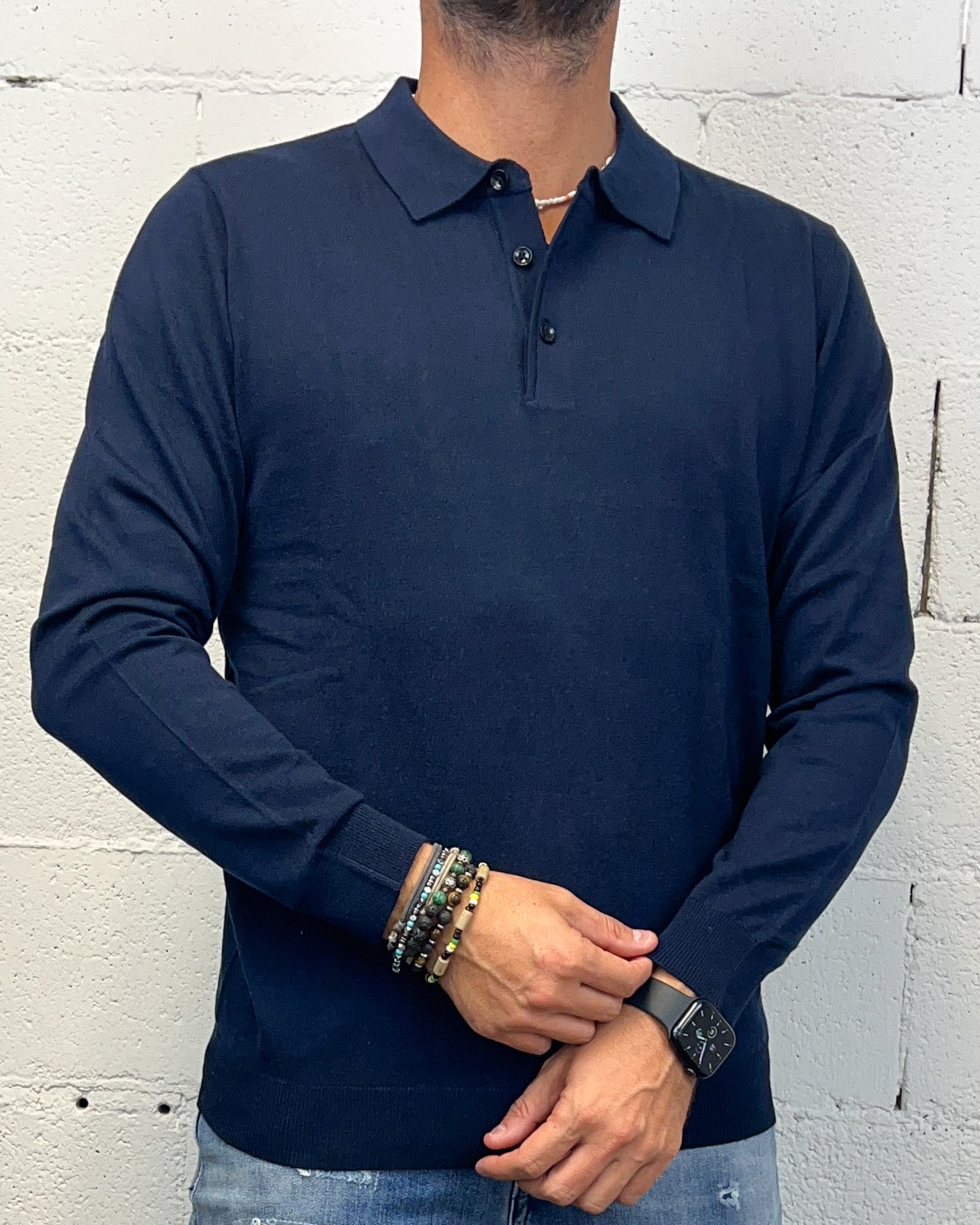 ONLYONE OVER-D Wool polo manica lunga blu