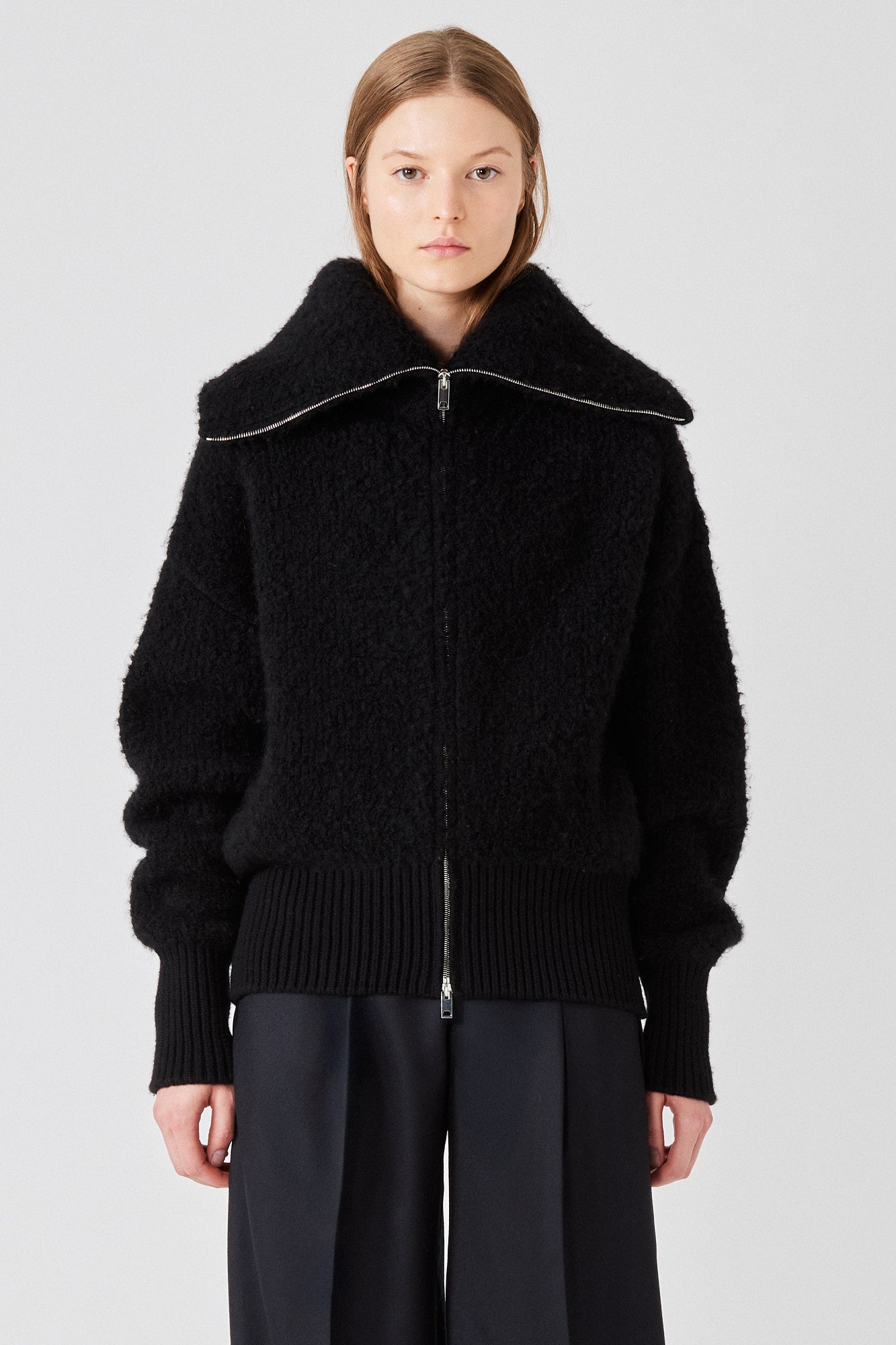Sa Su Phi Teddy Bomber Zip Cashmere Nero Taglia 40